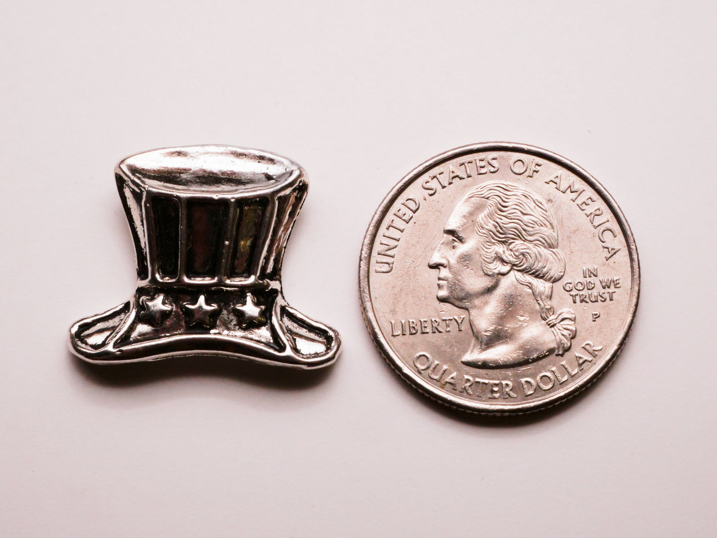 Uncle Sam Patriotic USA Star Silver Metal Button 18x24mm
