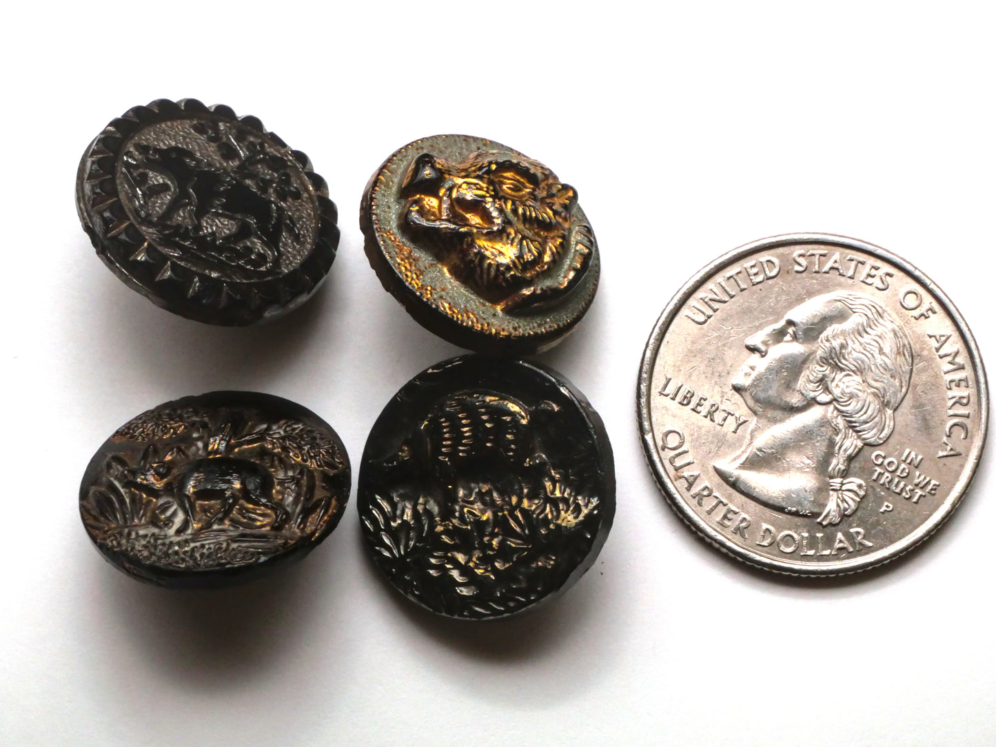 Wild Boar Pig Black Glass Button Various 18-19mm