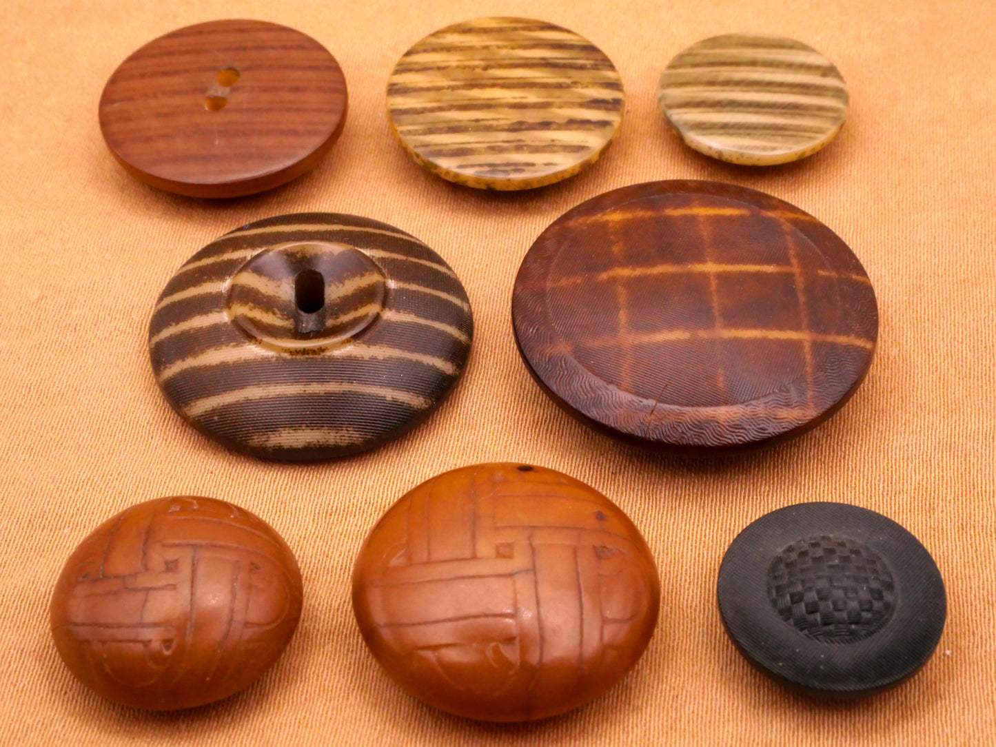 Plaid Stripes or Weaving Design Vegetable Ivory Tagua Nut Button Various 14-25mm
