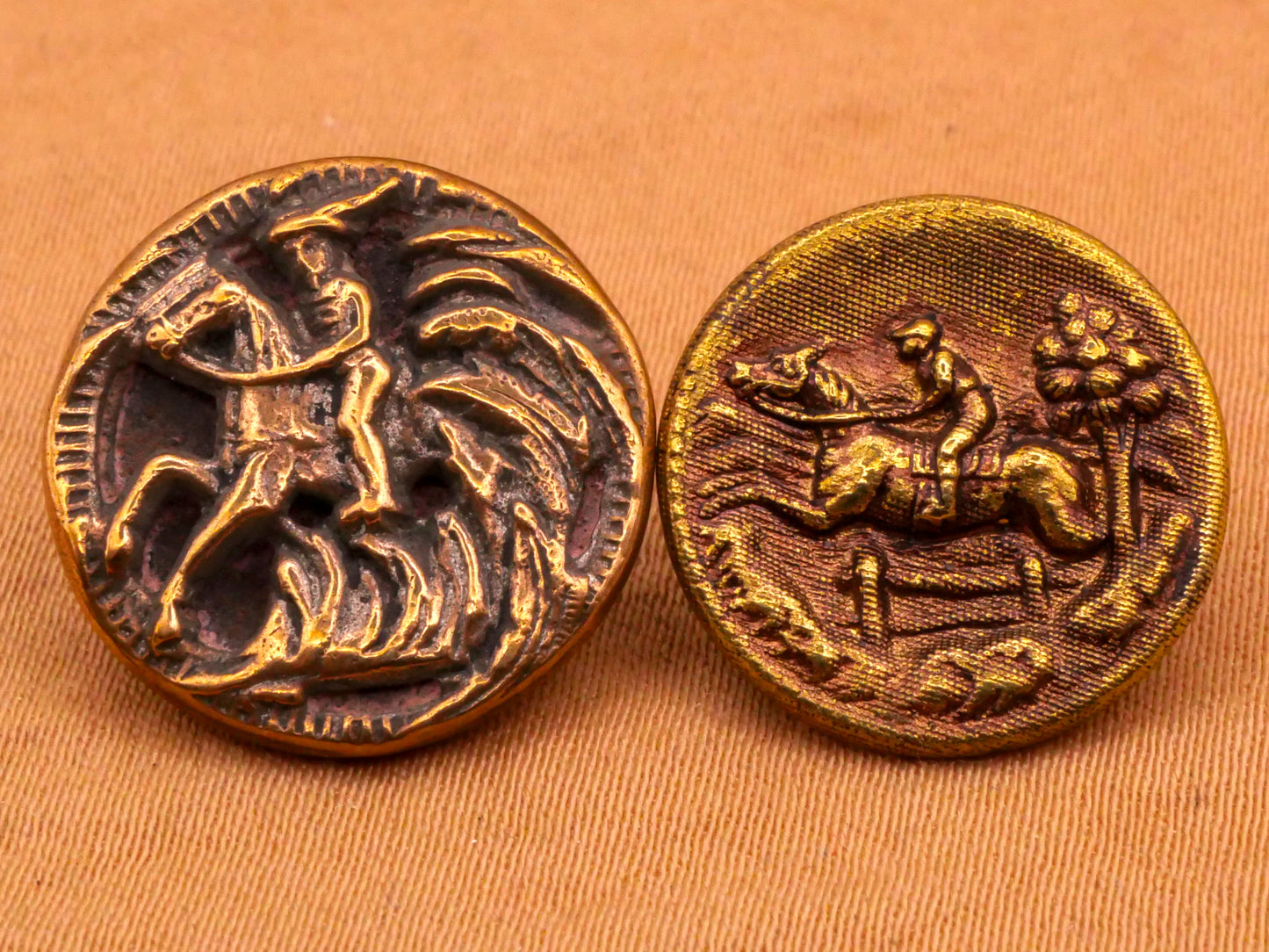 Horse Rider Antique Brass Metal Button Various 16-17mm