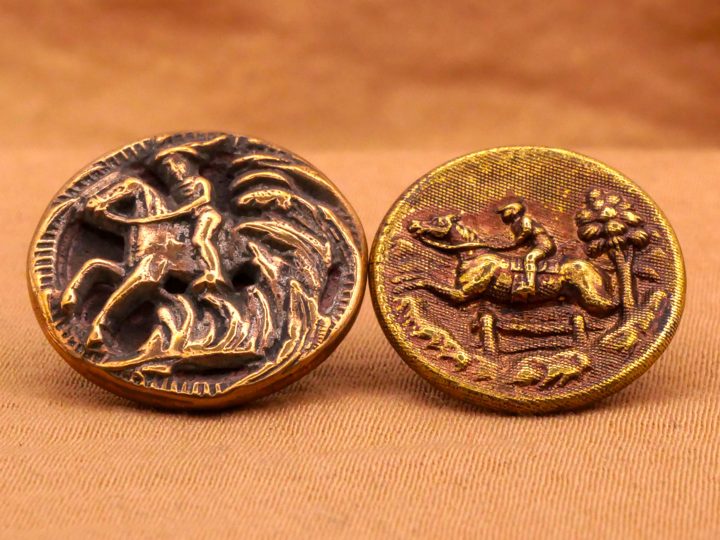 Horse Rider Antique Brass Metal Button Various 16-17mm