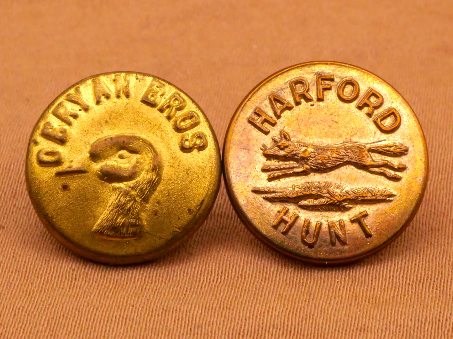 Uniform or Workwear Animal O'Bryan Bros or Harford Hunt Verbal Metal Button Various 15-16mm