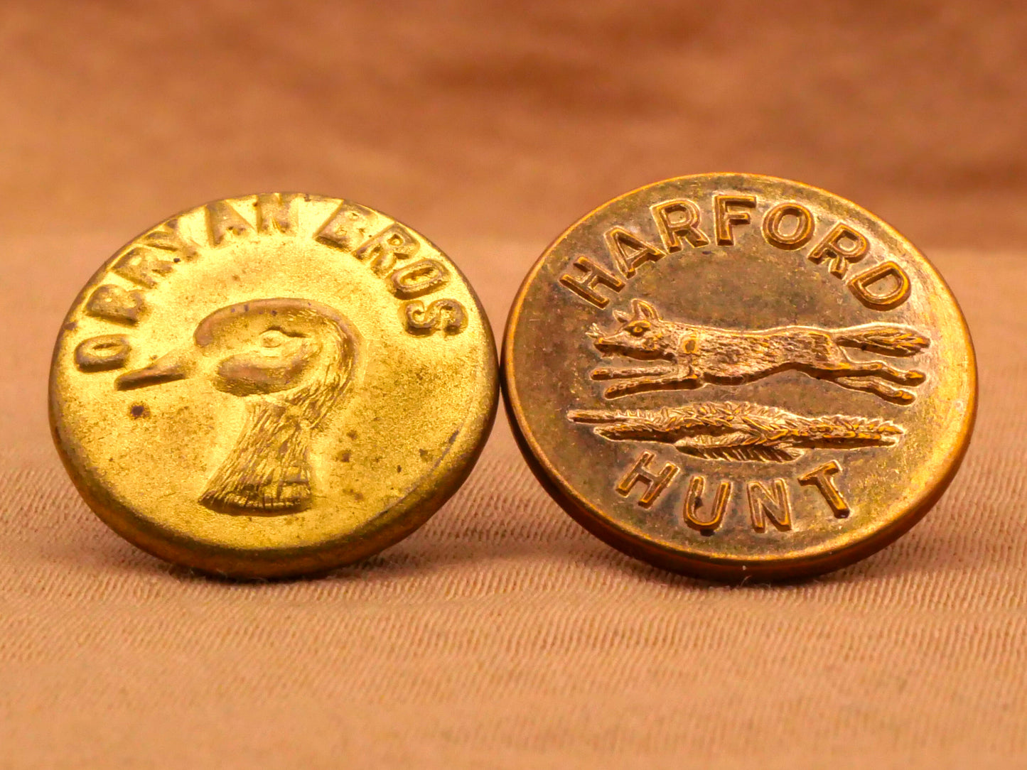 Uniform or Workwear Animal O'Bryan Bros or Harford Hunt Verbal Metal Button Various 15-16mm