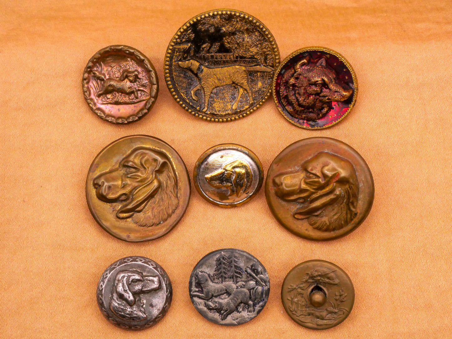 Dog Hunting Sportsman Antique Metal Button Various 15-26mm
