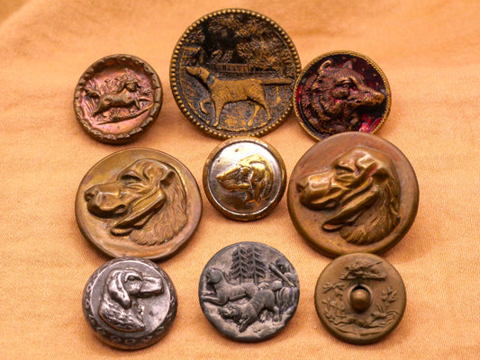 Dog Hunting Sportsman Antique Metal Button Various 15-26mm