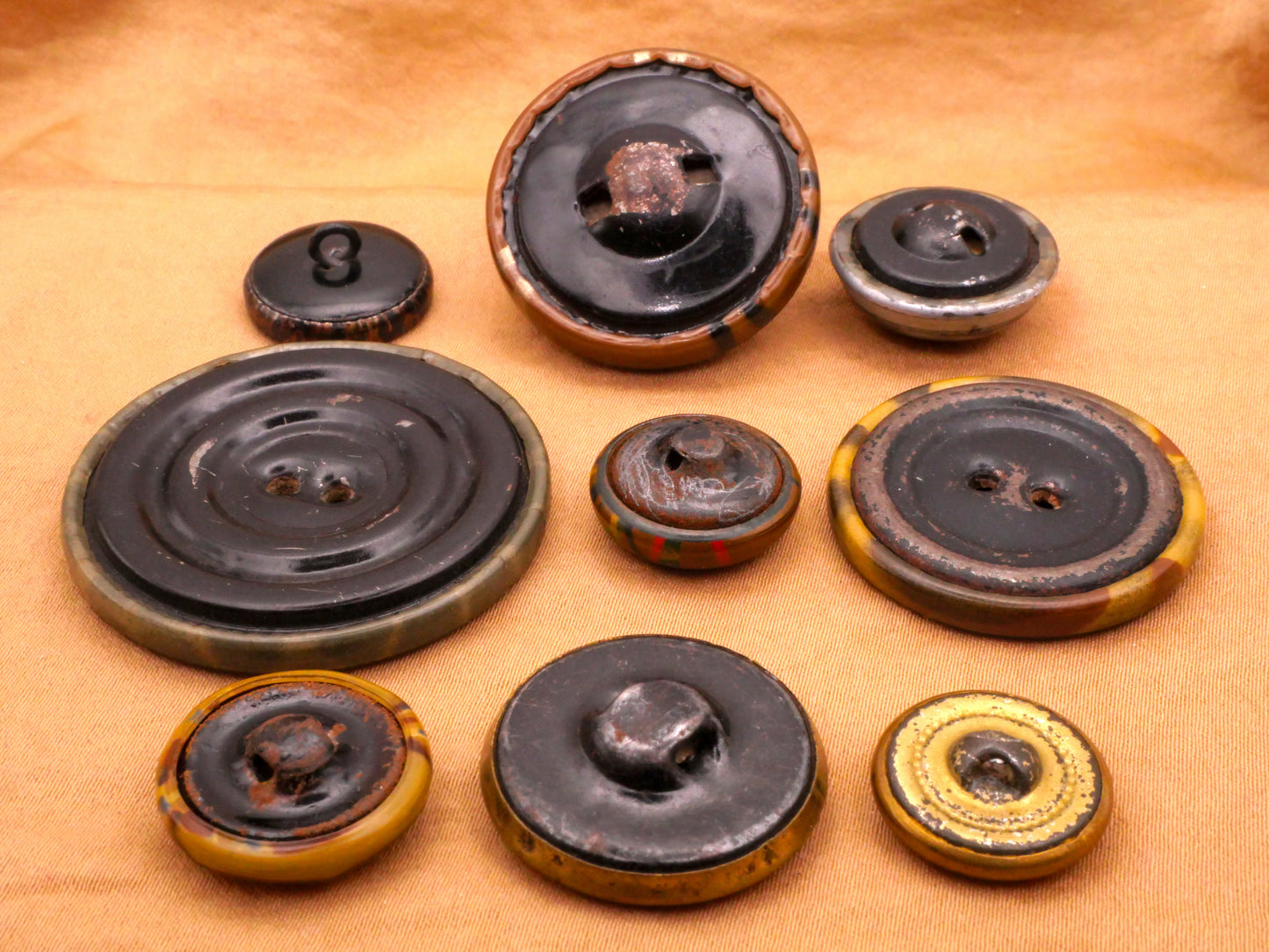 Patterns Plaid Stripe Dots Celluloid Early Plastic Button Various 16-37mm