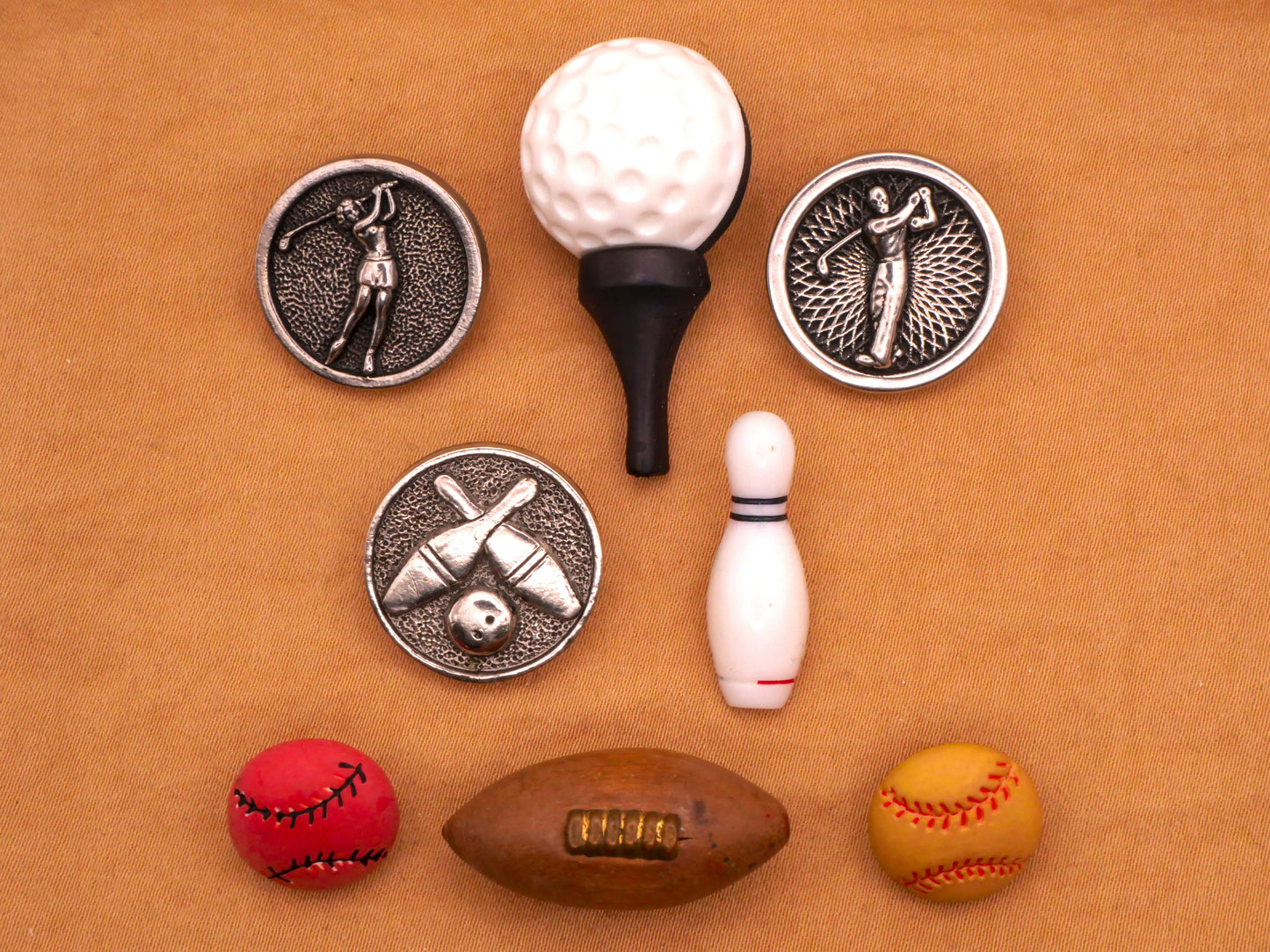 Sports Motif Golf Bowling or Balls Vintage Button Various 8-36mm
