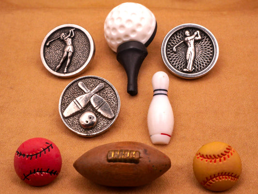 Sports Motif Golf Bowling or Balls Vintage Button Various 8-36mm