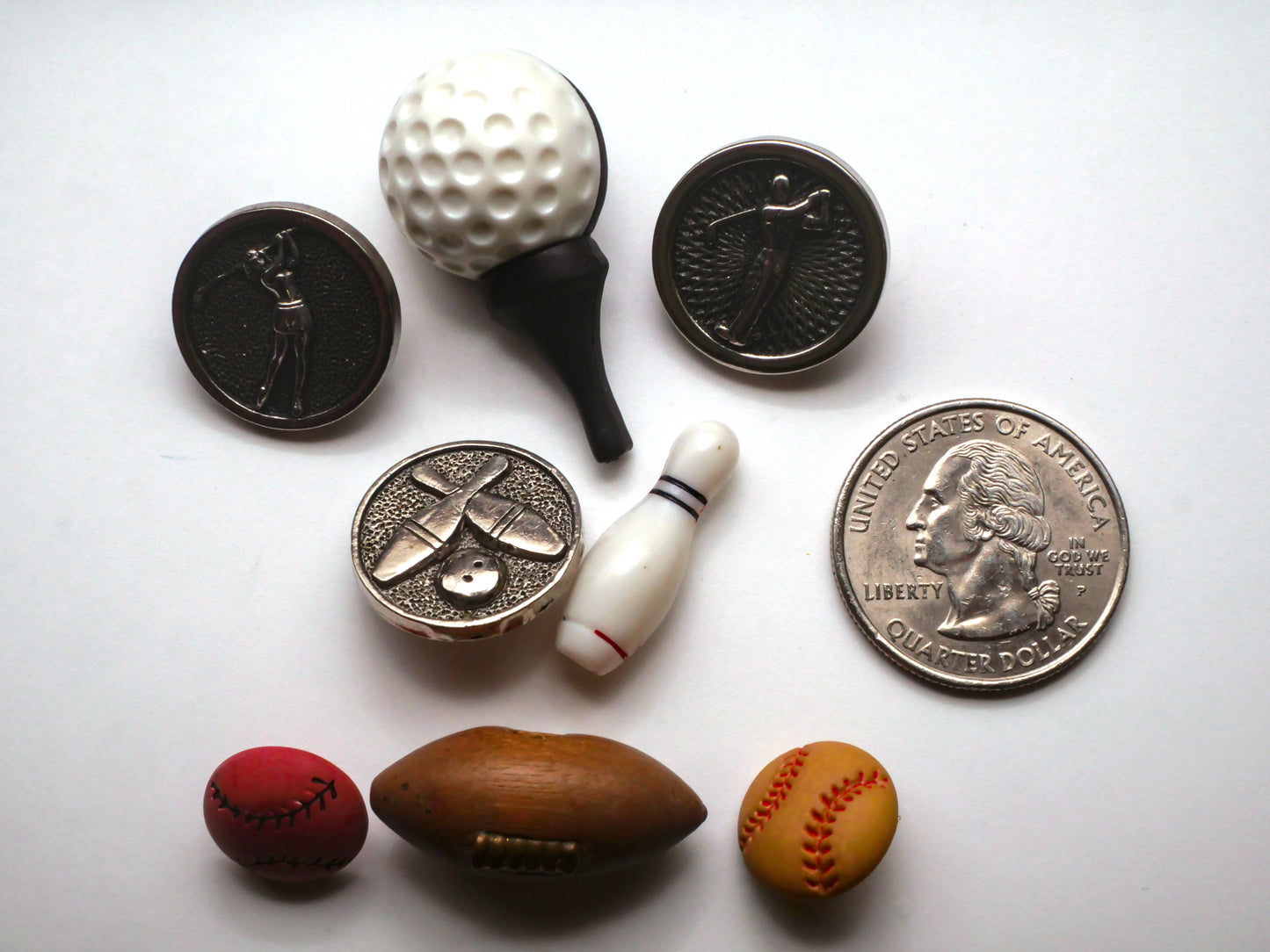 Sports Motif Golf Bowling or Balls Vintage Button Various 8-36mm
