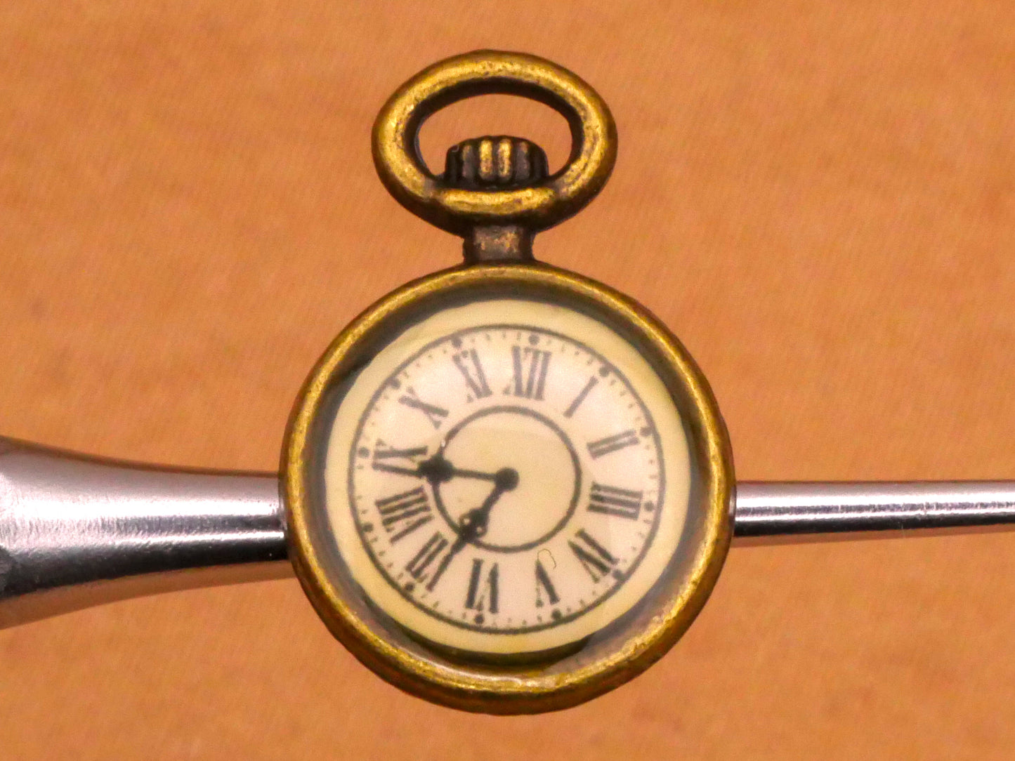Pocket Watch Clock Face Bronze Colored Metal Button 11x17mm