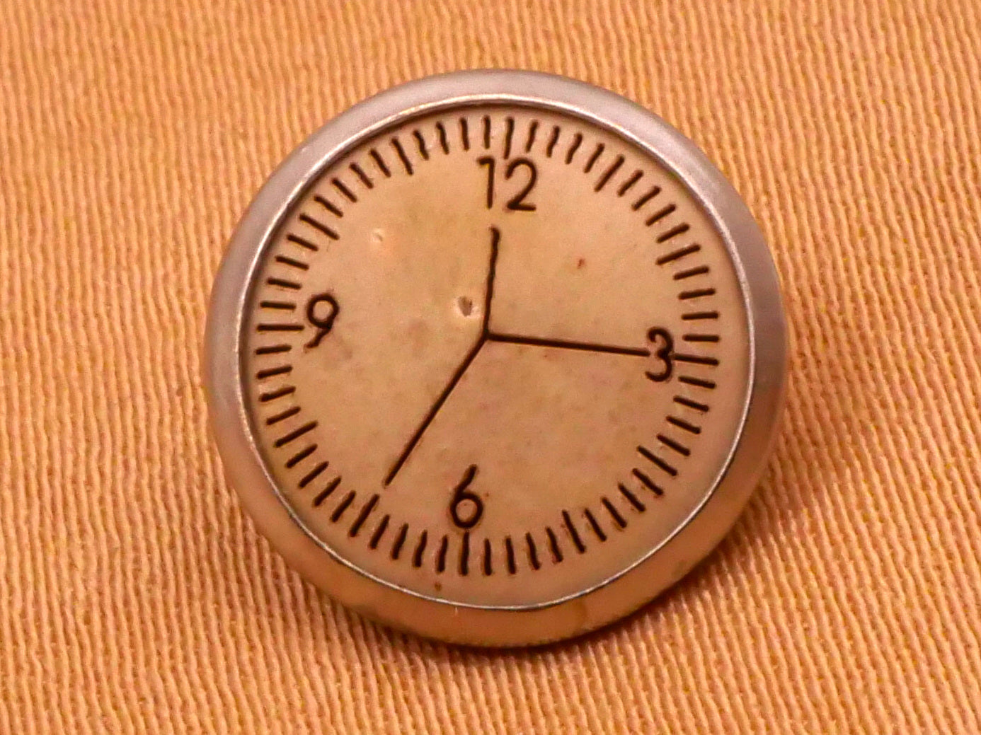 Clock Face Coconut Shell Silver Metal Set of Three Buttons 12mm