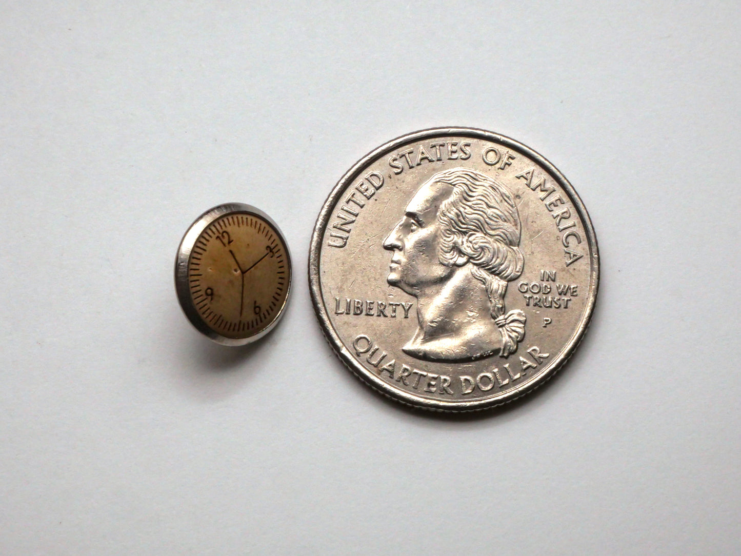 Clock Face Coconut Shell Silver Metal Set of Three Buttons 12mm