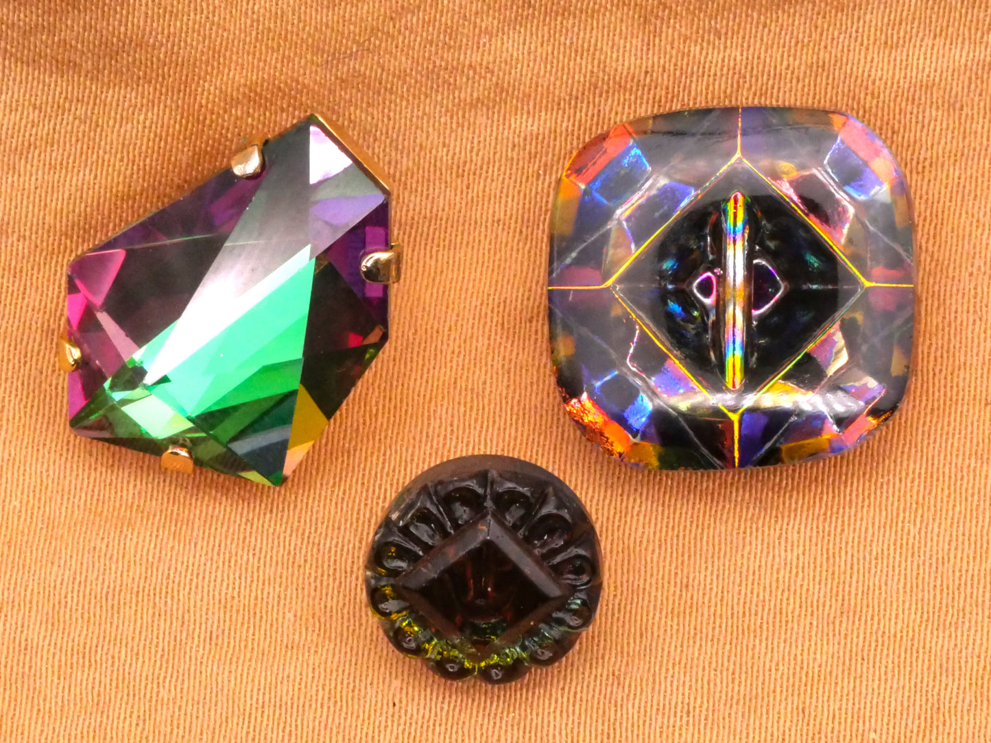 Rainbow Iridescent Vintage Glass Button Various 10-18mm