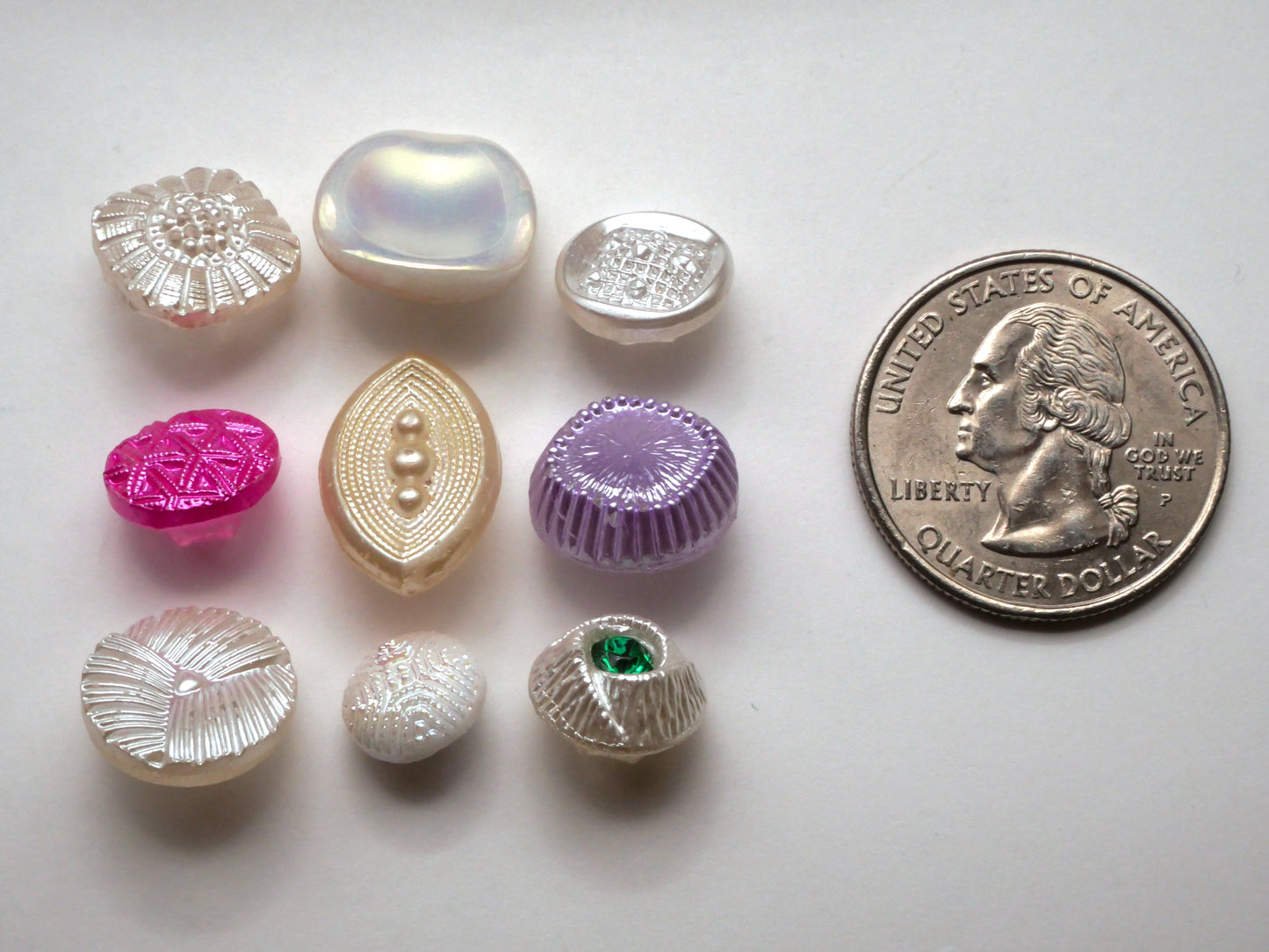Pearlized Shimmer Vintage Glass Button Various 9-18mm