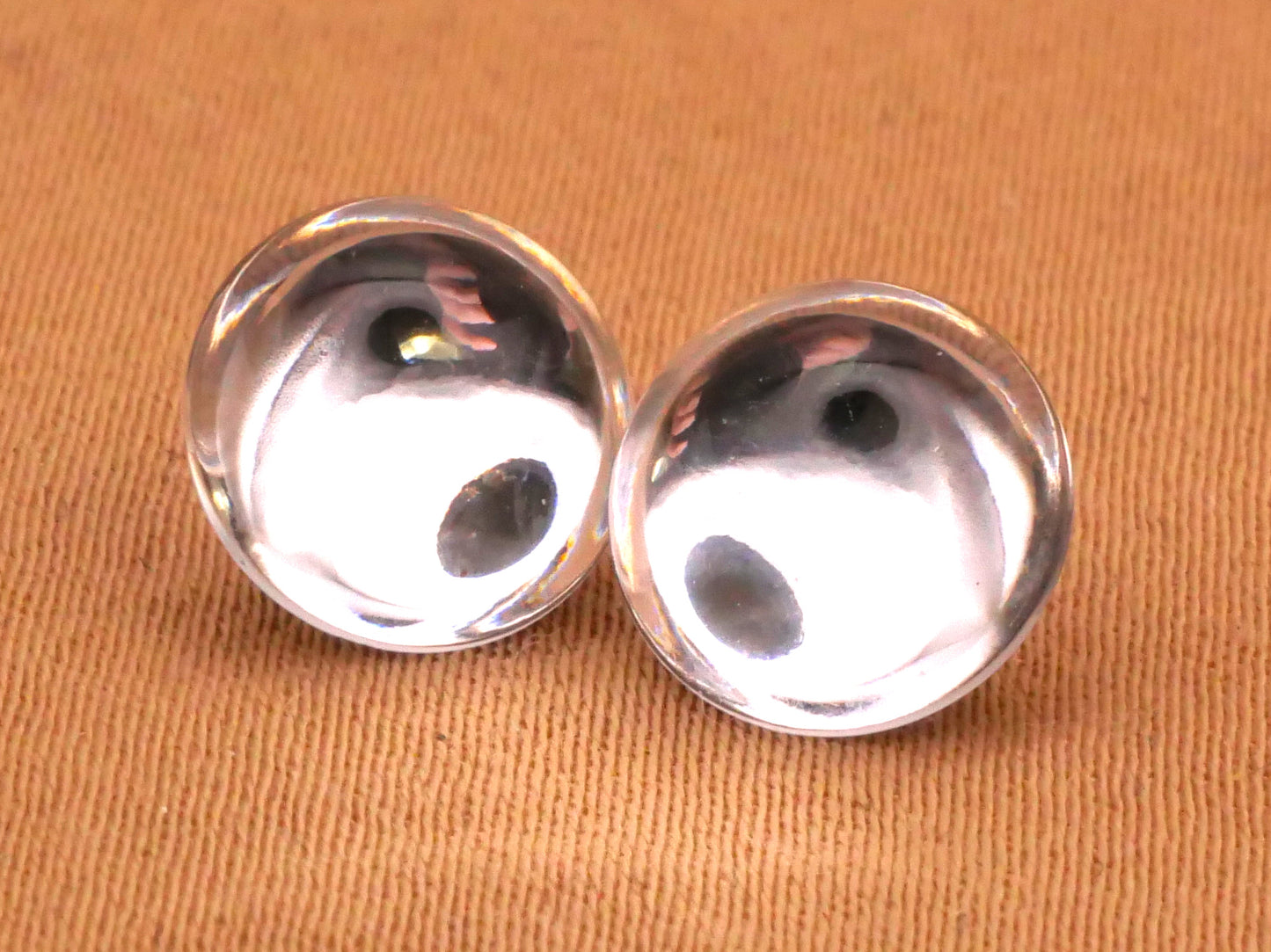 Crystal Clear Glass Pair of Buttons 9mm