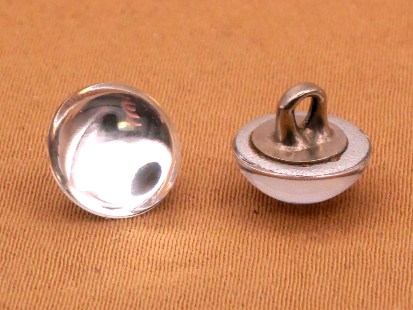 Crystal Clear Glass Pair of Buttons 9mm
