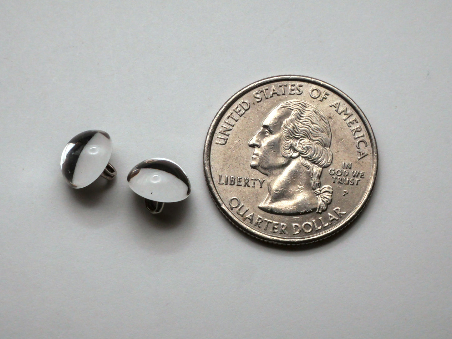 Crystal Clear Glass Pair of Buttons 9mm