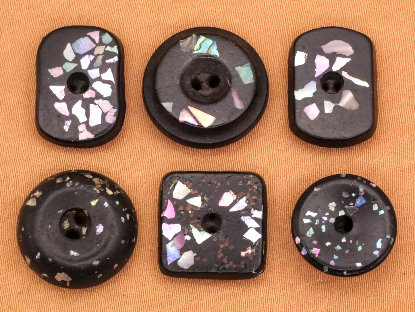 Shell Mother of Pearl Chips Flecks Rubber Composition Button Various 12-18mm