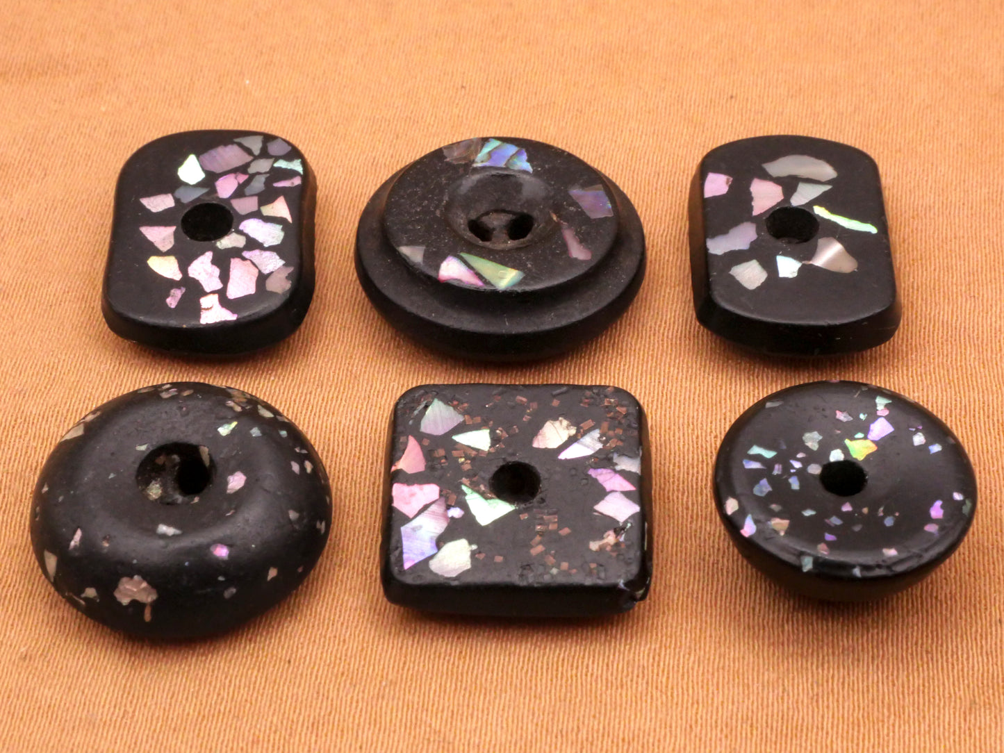 Shell Mother of Pearl Chips Flecks Rubber Composition Button Various 12-18mm