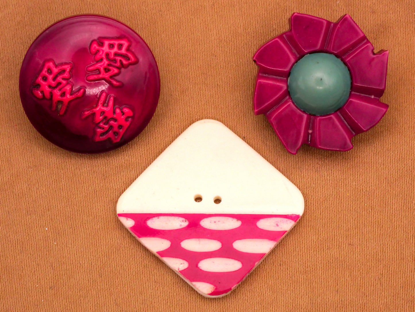 Fuchsia Pink Celluloid Early Plastic Button Various 21-22mm