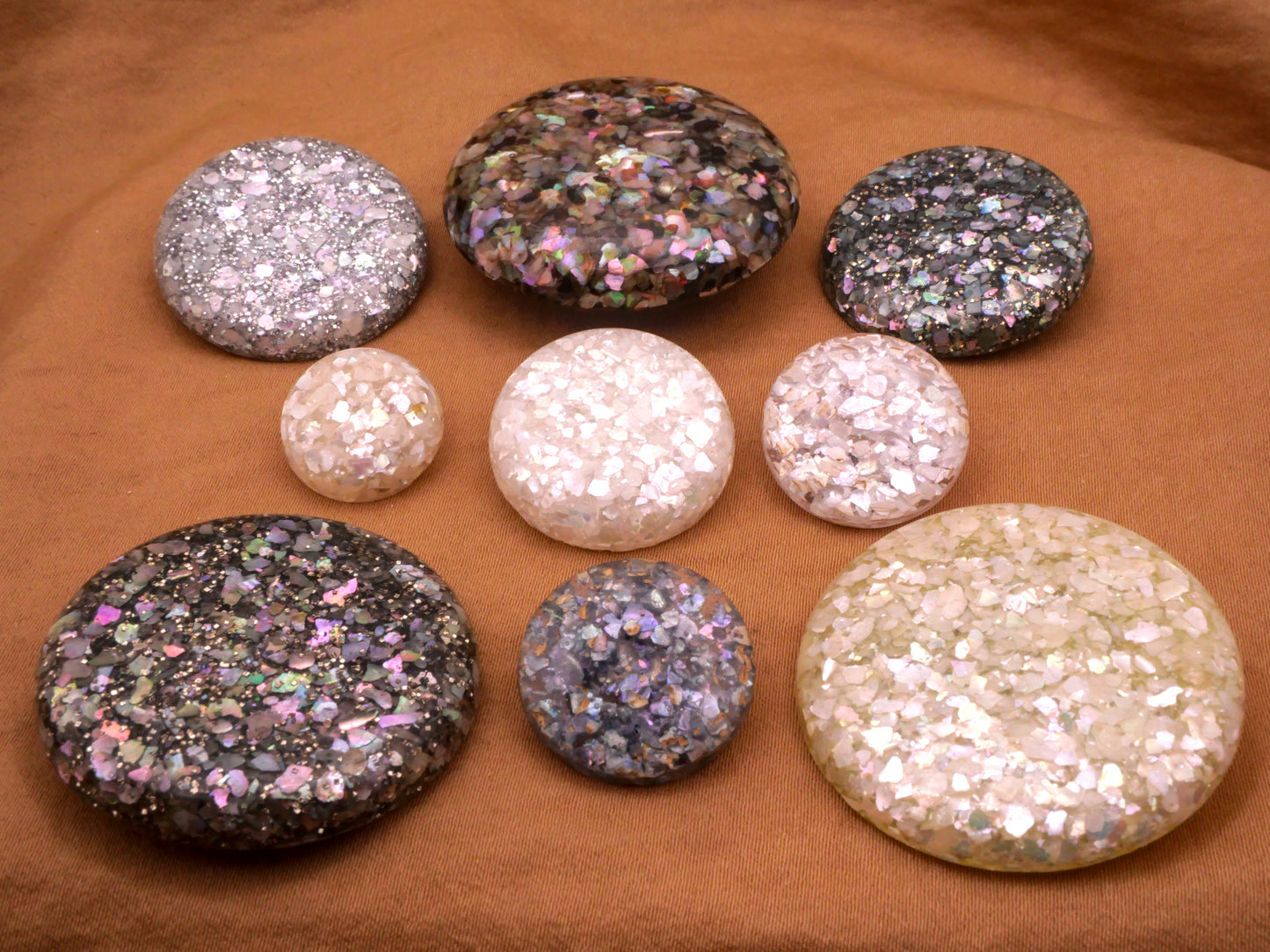 Glitter White or Gray Embedded Resin Plastic Vintage Button Various 15-38mm