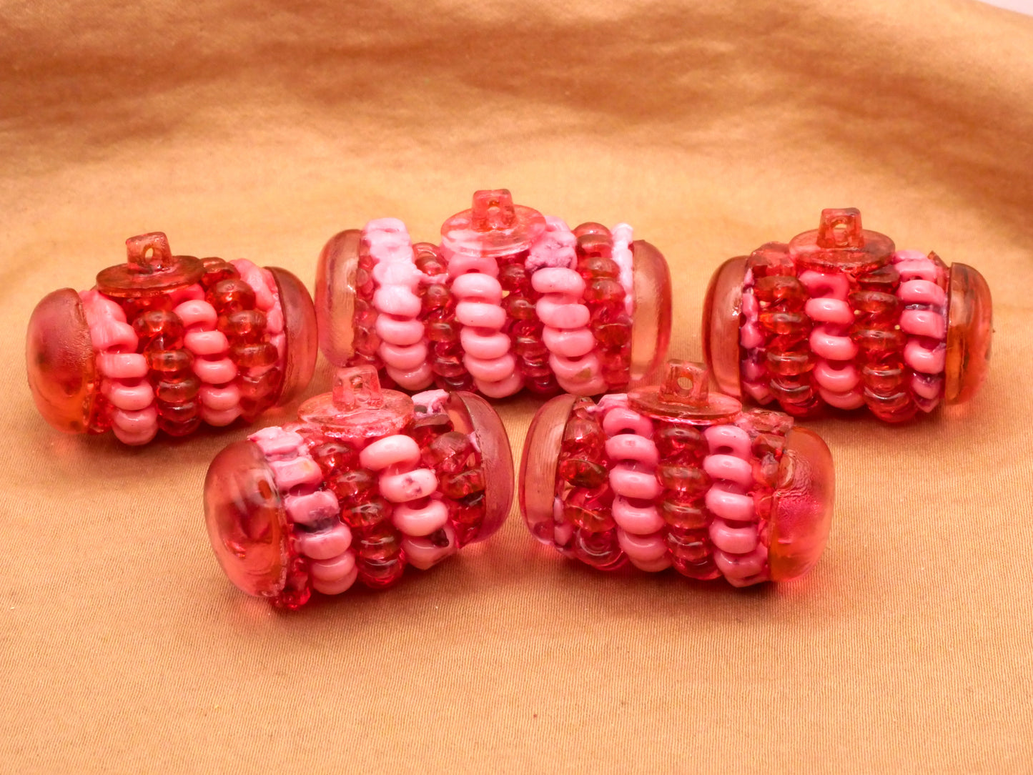 Coil Cylinder Fuchsia Pink Extruded Celluloid Early Plastic Button Various 18-38mm