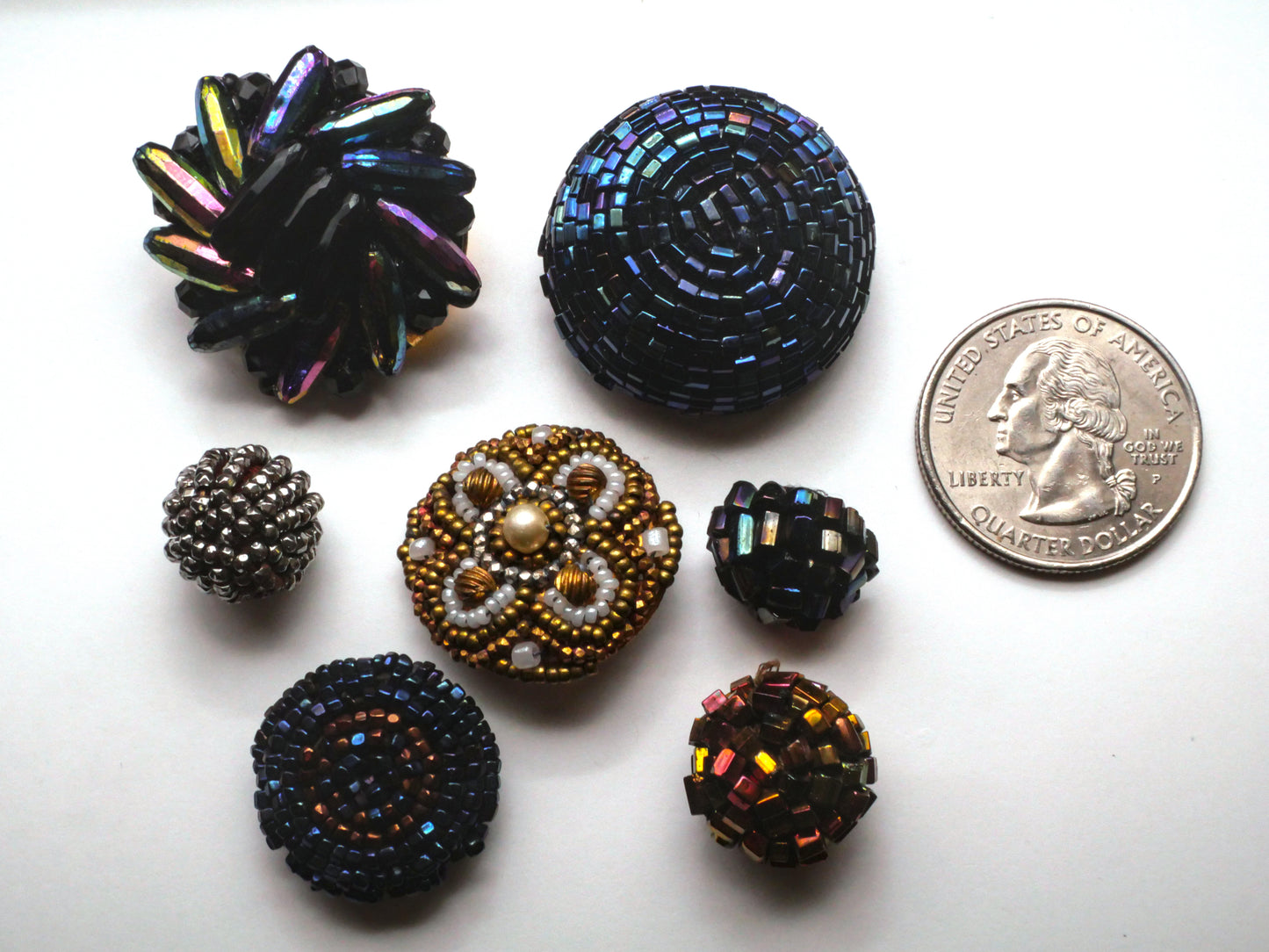 Beaded Beading Sparkle Vintage Button Various 13-29mm
