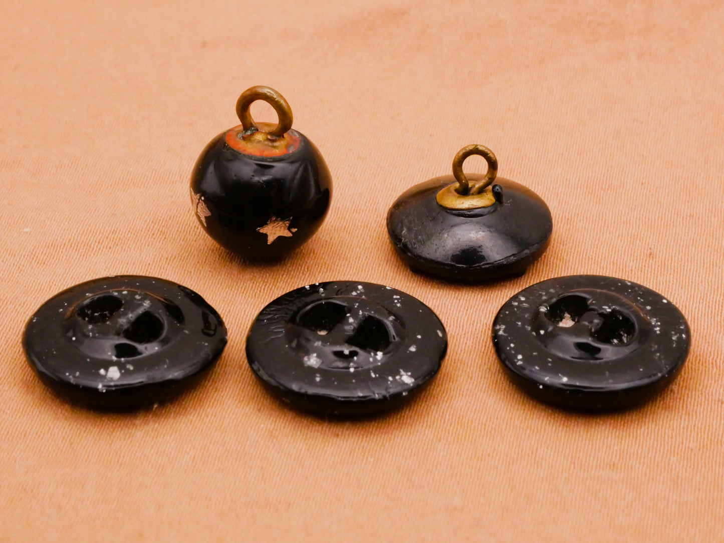 Star Starry Silver Black Glass Button Various 12-16mm