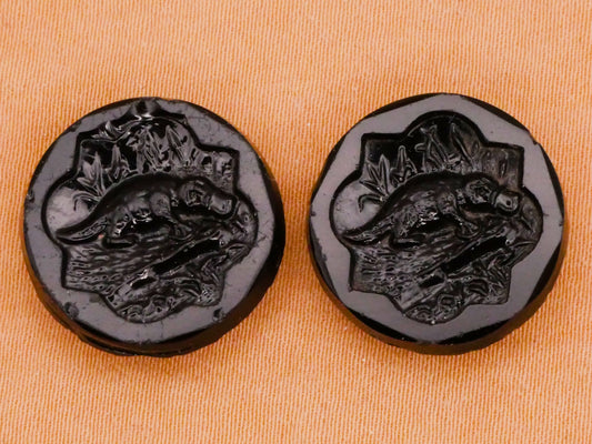 Platypus Australia Antique Black Glass Button Various 17mm