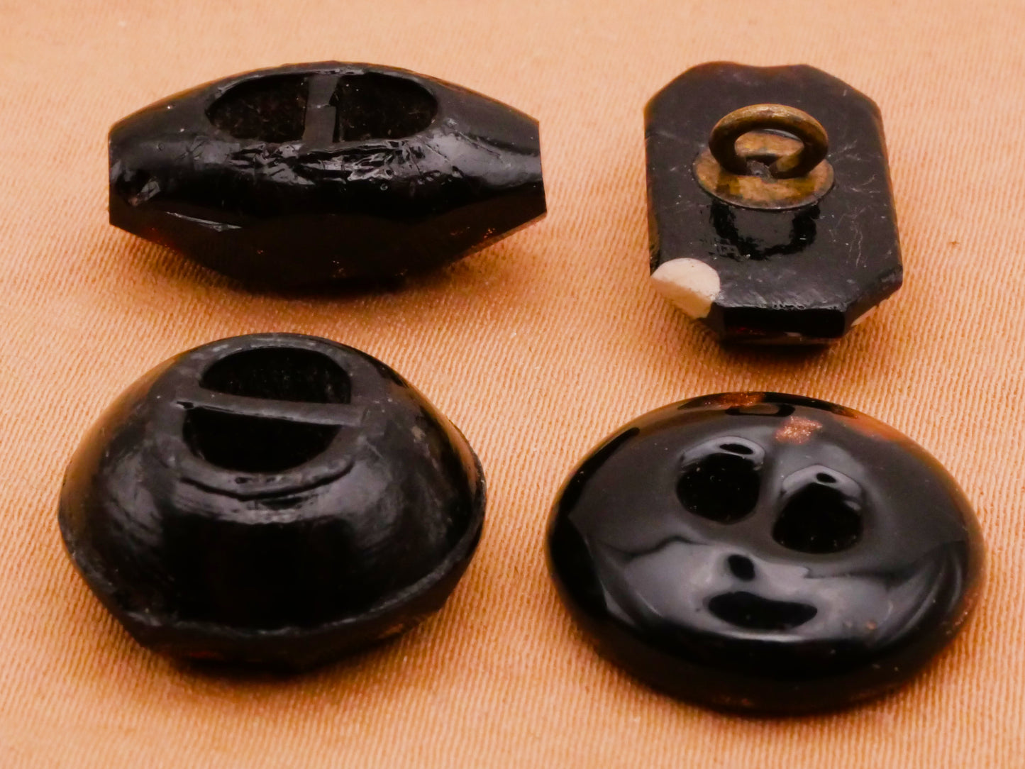 Copper Glitter Antique Black Glass Button Various 10-18mm