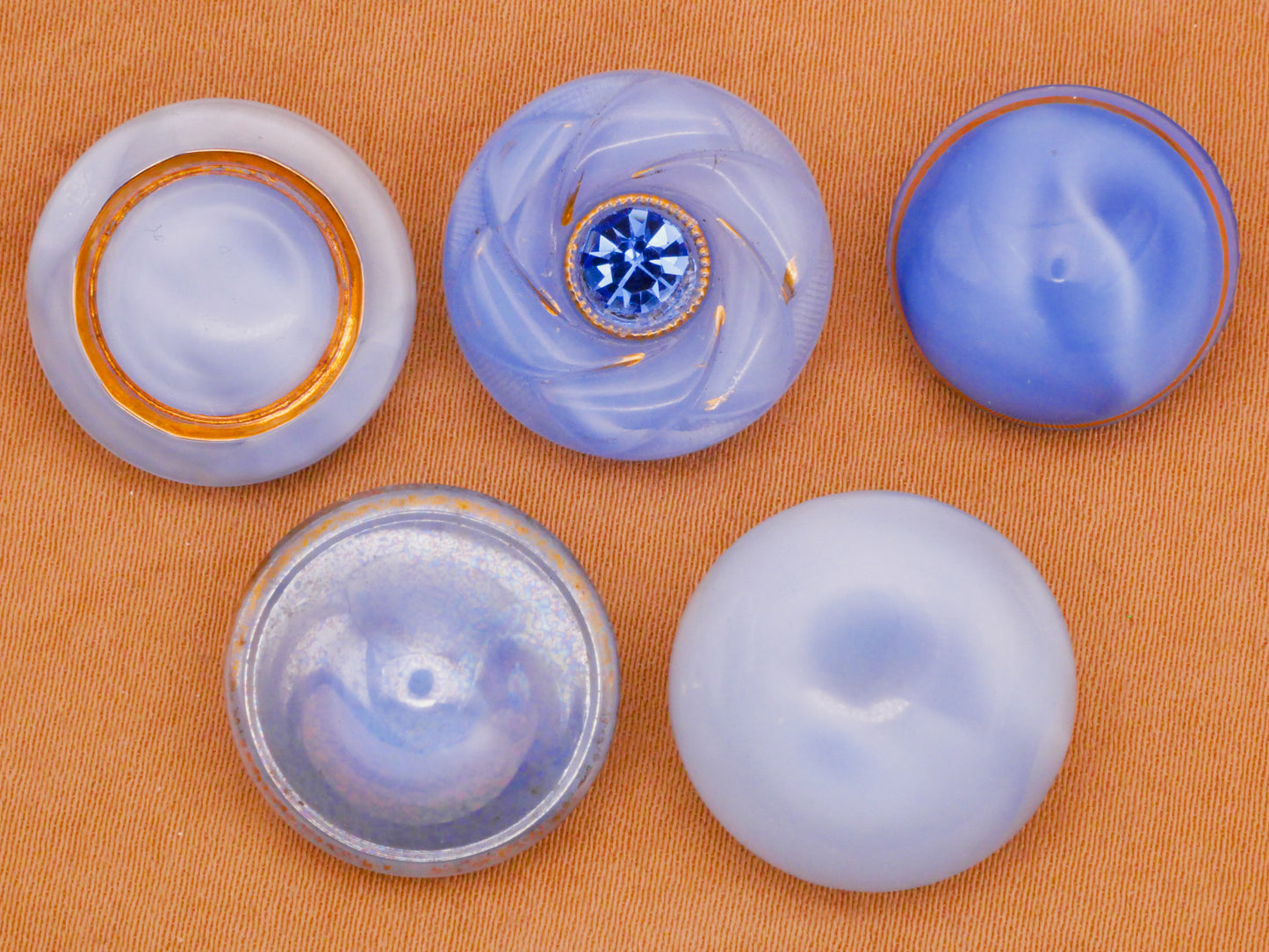 Light Blue Moonglow Vintage Glass Button Various 16-18mm