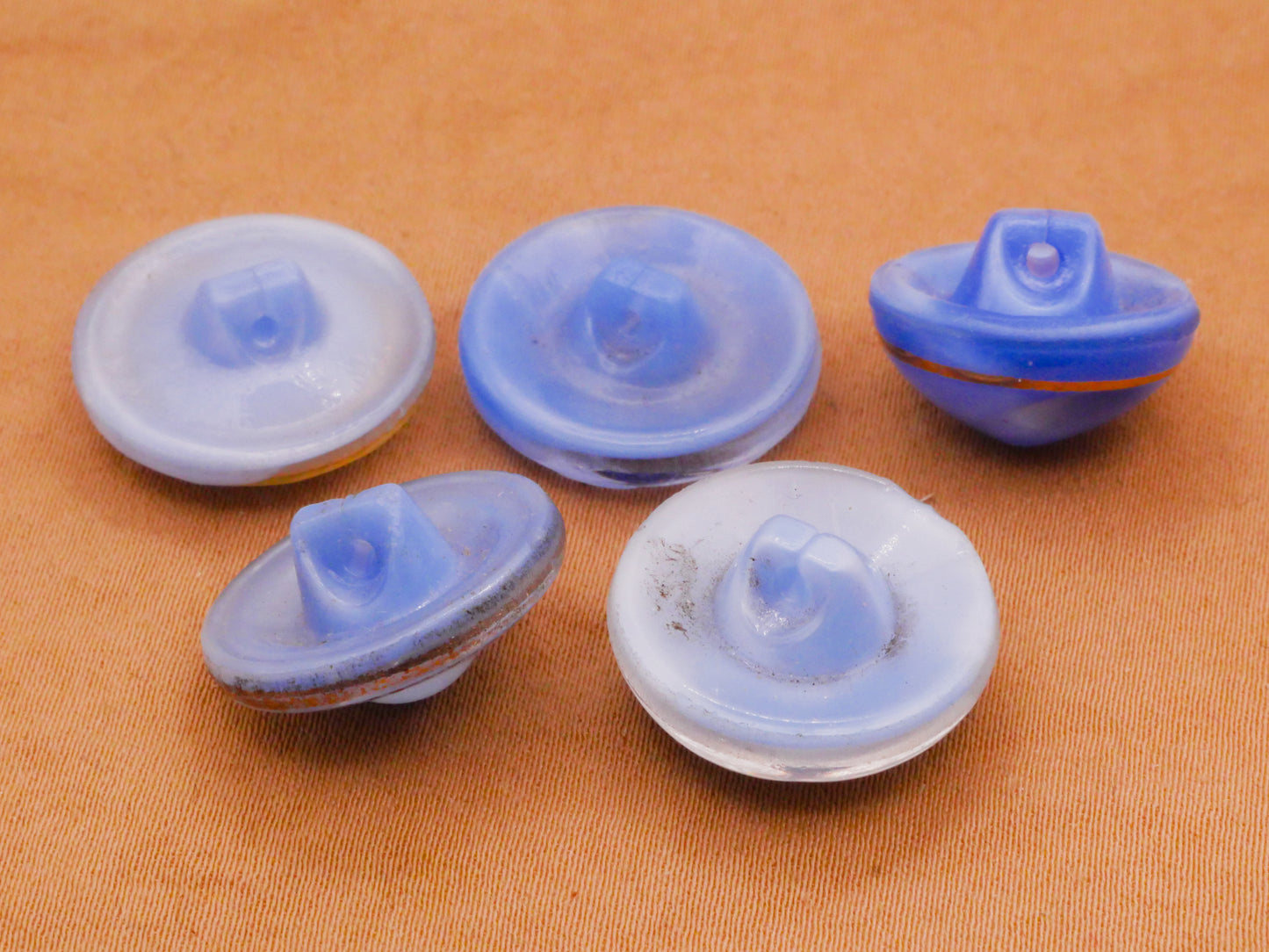 Light Blue Moonglow Vintage Glass Button Various 16-18mm