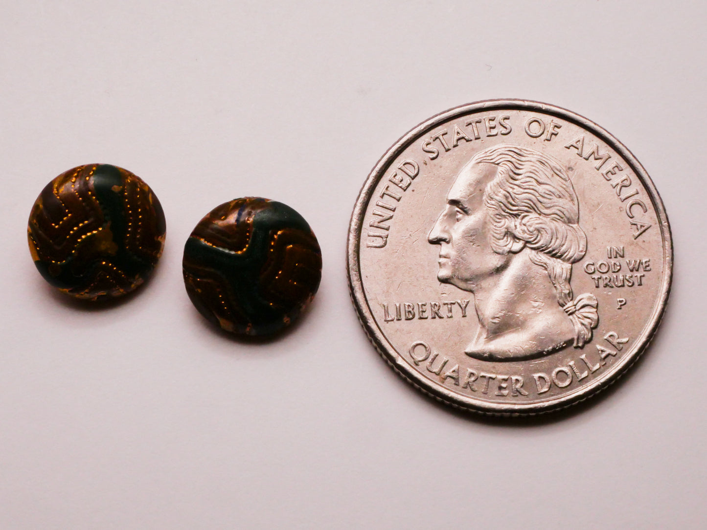 Topography Enamel Painted Brass Metal Pair of Buttons 10mm