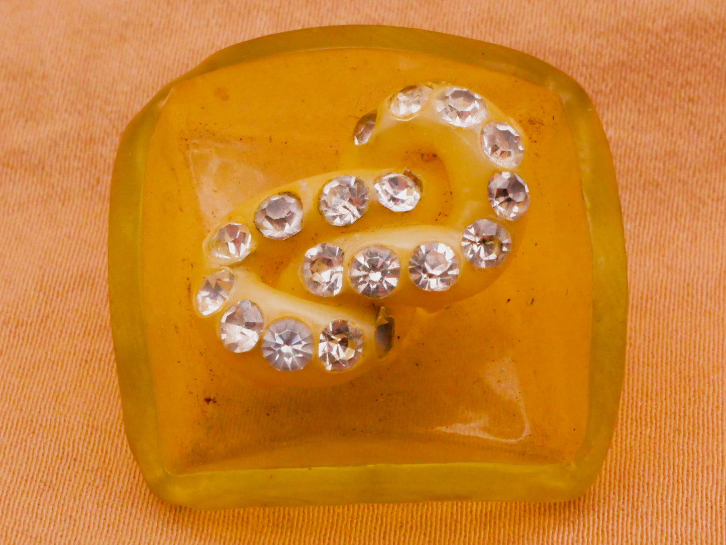 Infinity Symbol Extruded Celluloid Rhinestone Early Plastic Button 27mm