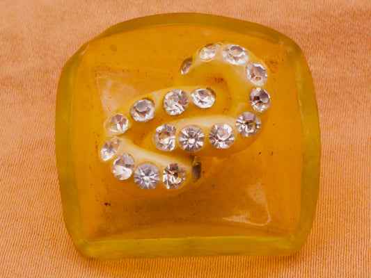 Infinity Symbol Extruded Celluloid Rhinestone Early Plastic Button 27mm