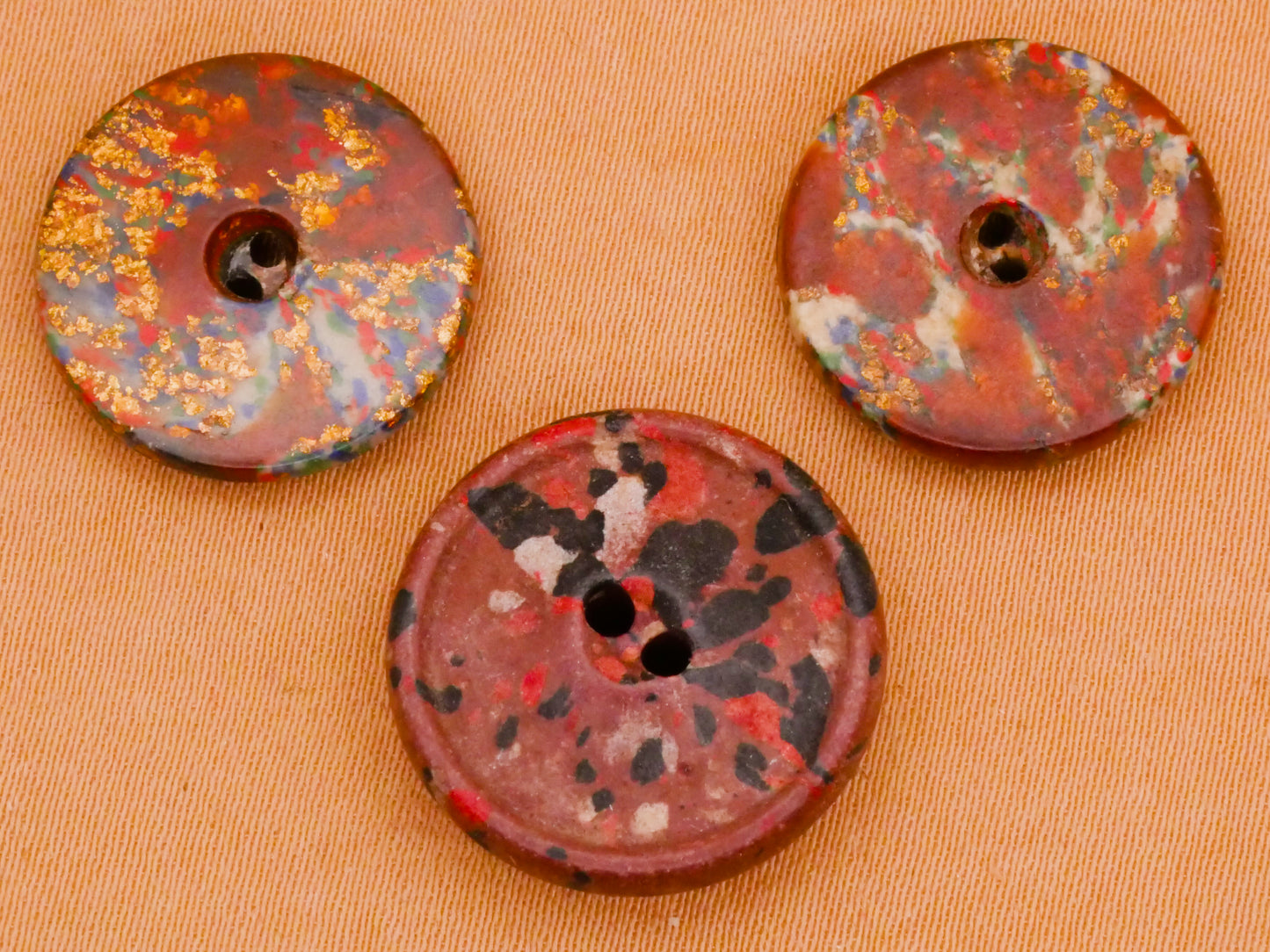 Rust Red Fleck Composition Button Various 17-18mm
