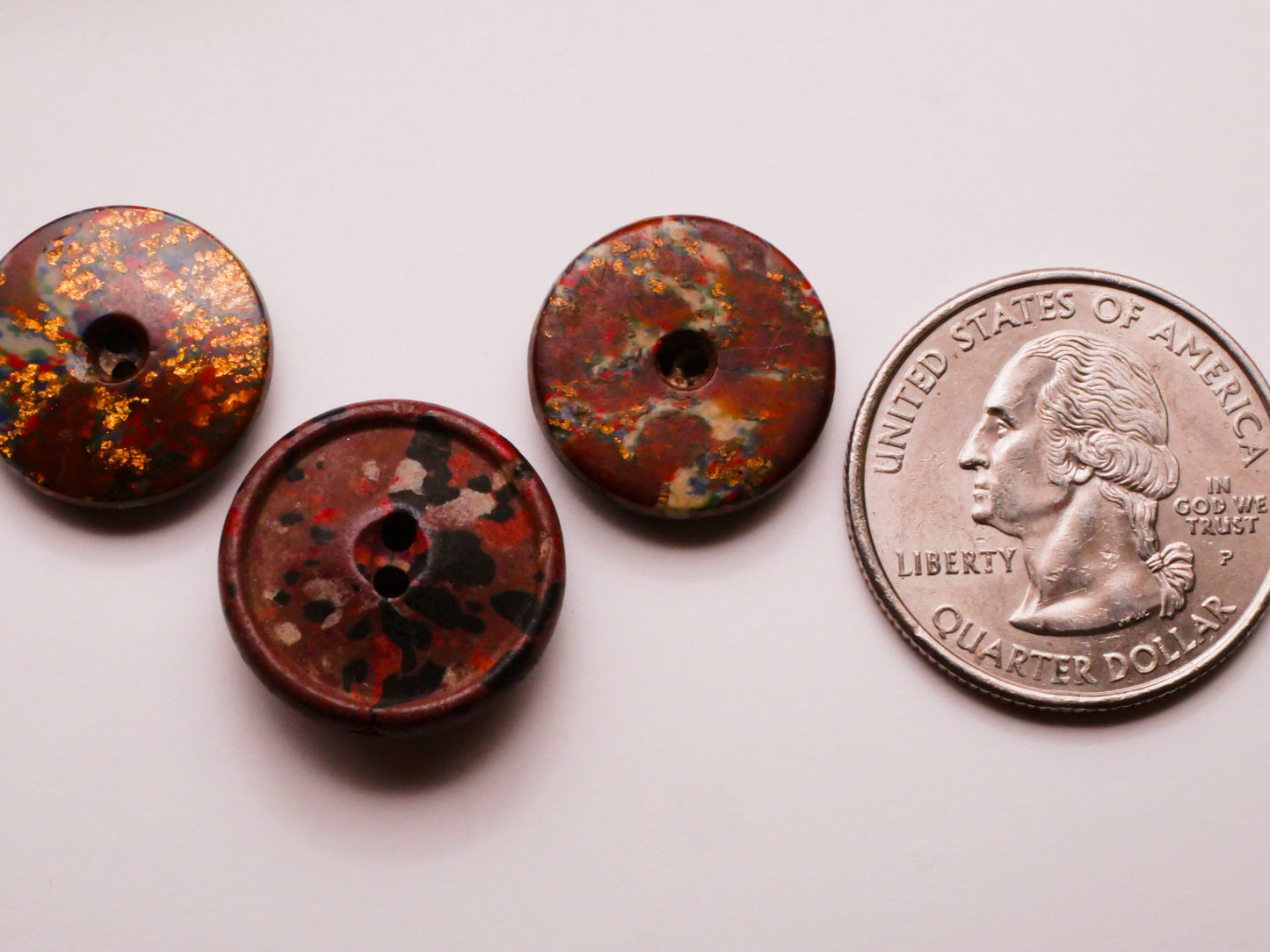 Rust Red Fleck Composition Button Various 17-18mm