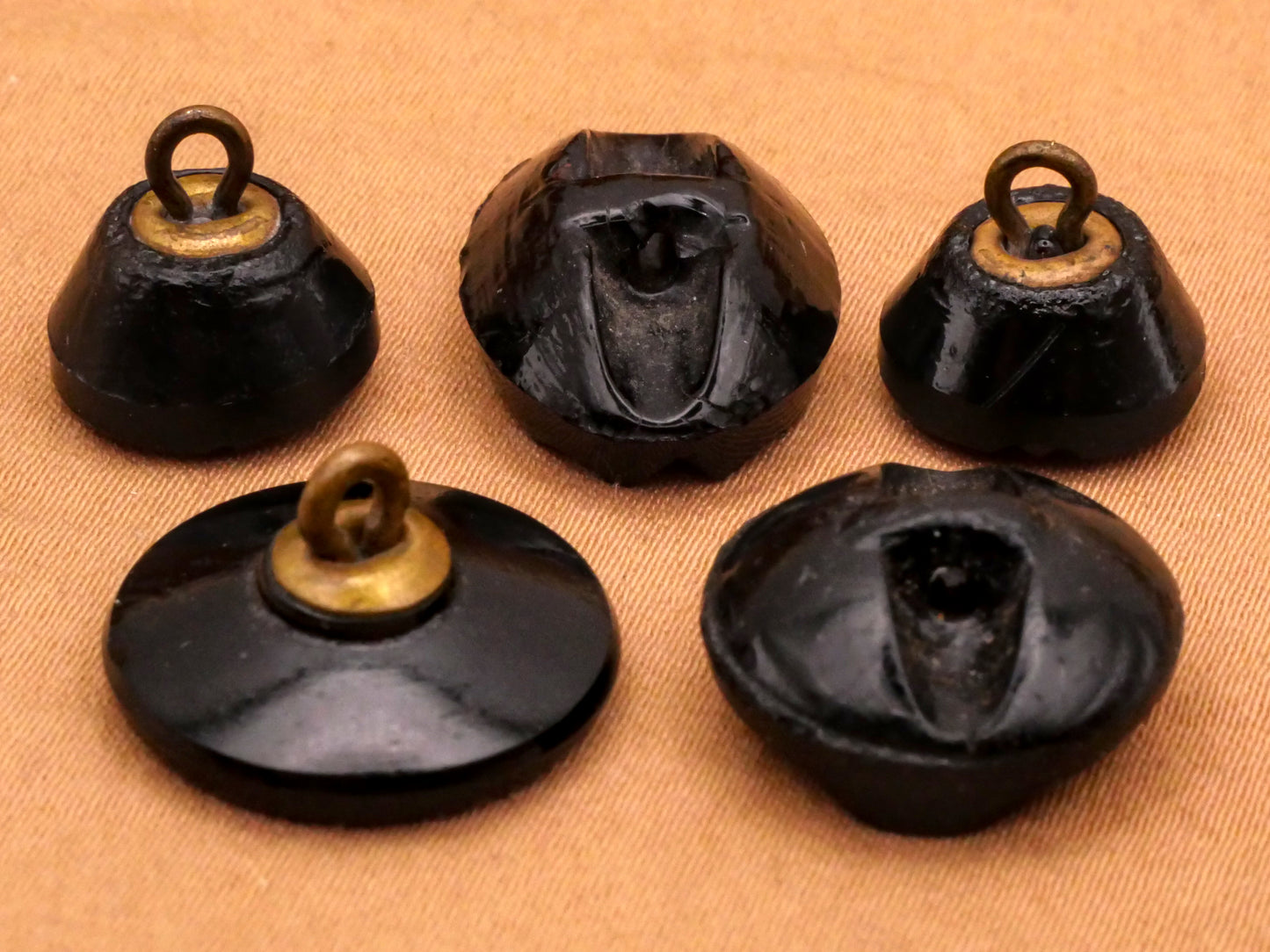 Tribal Look Cut Black Glass Button Various 12-19mm