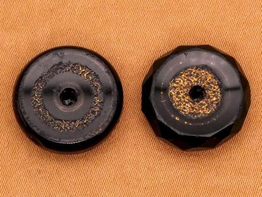Textured Gold Ring Black Glass Whistle Button Various 15-16mm