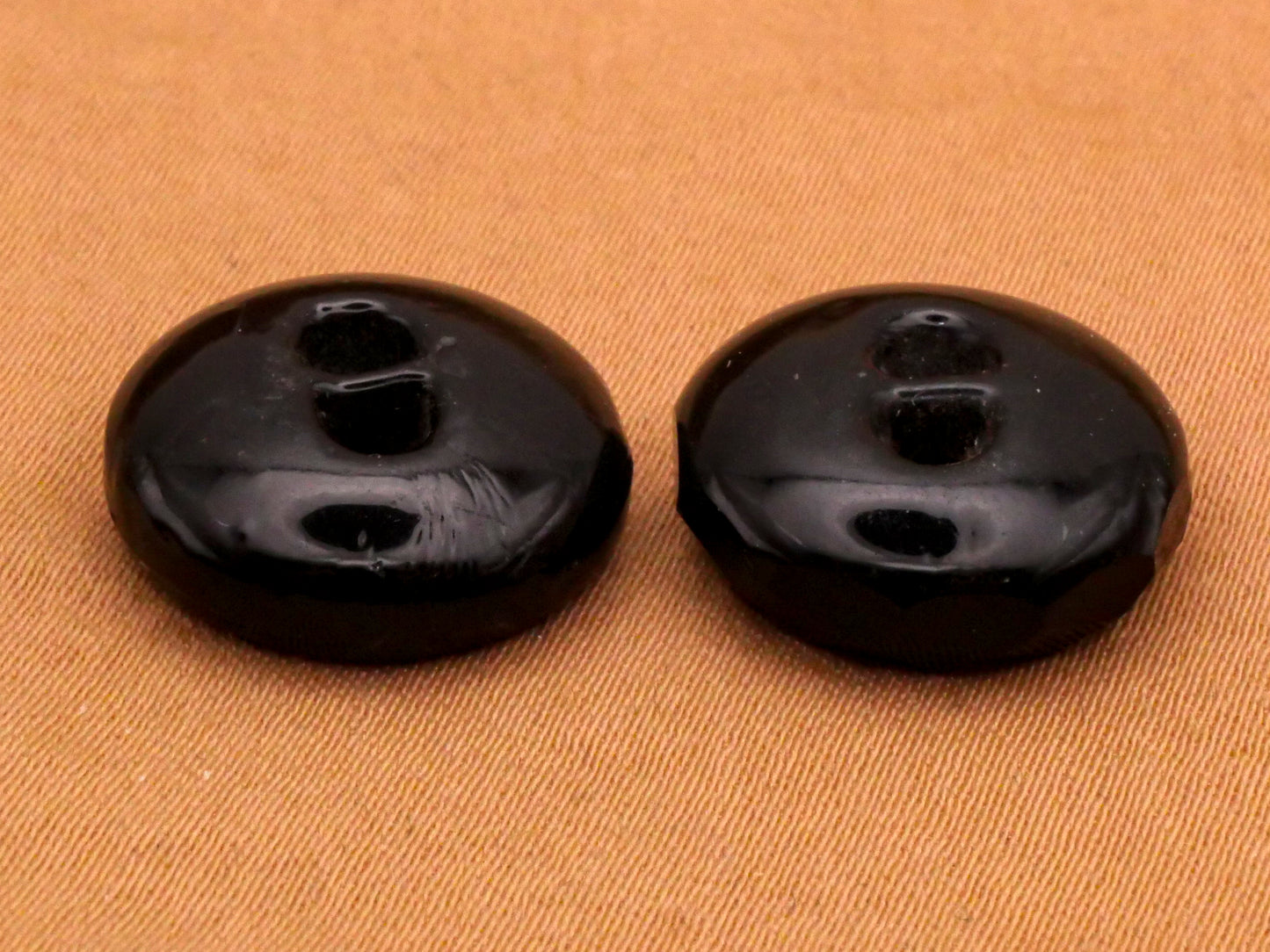 Textured Gold Ring Black Glass Whistle Button Various 15-16mm