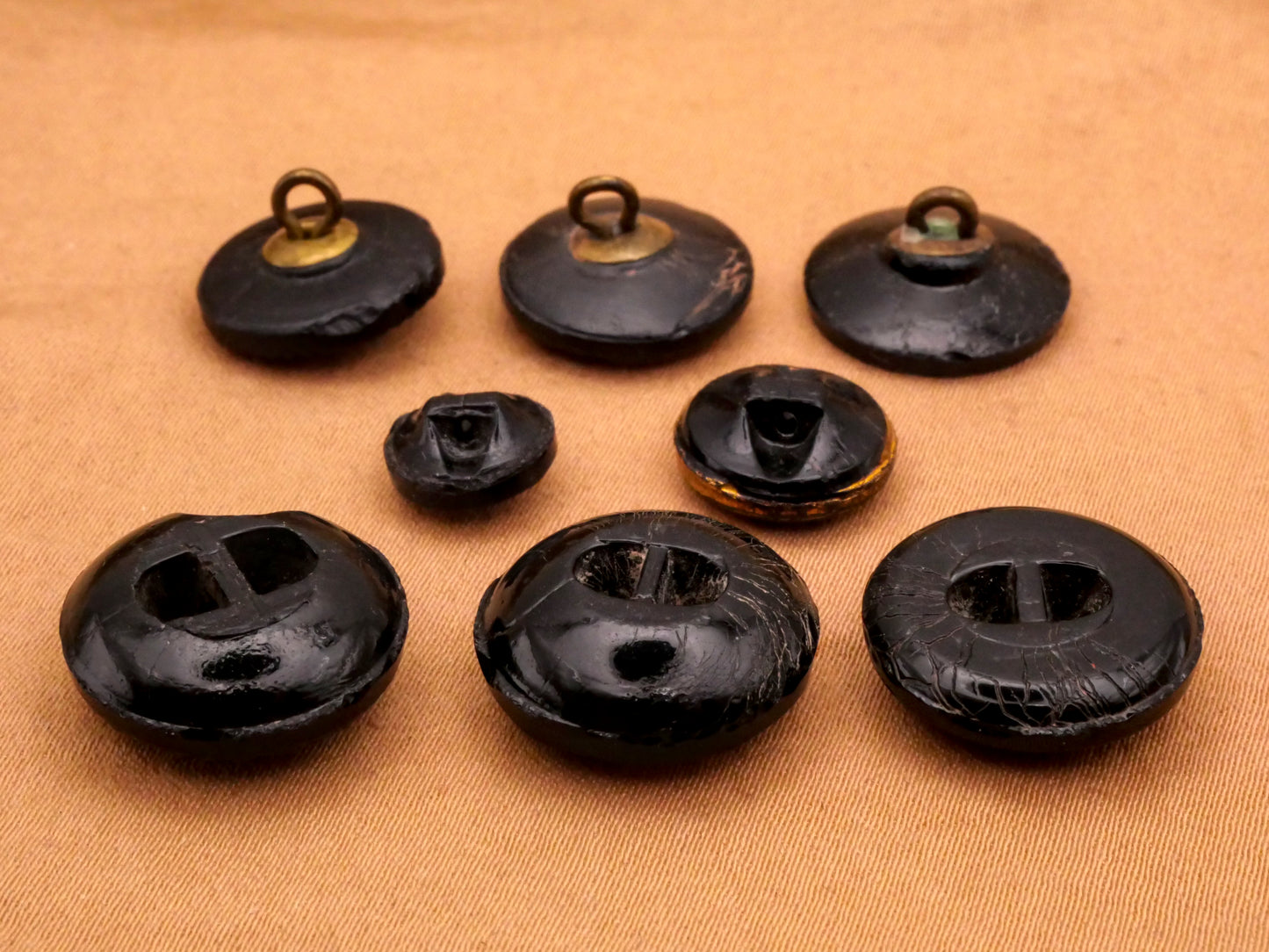 Tribal Design Black Glass Button Various 9-16mm