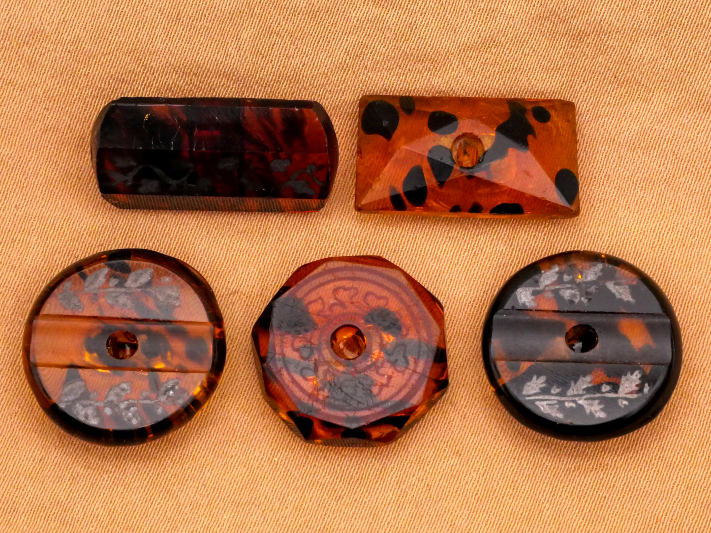 Tortoiseshell Look Antique Glass Button Various 11-20mm