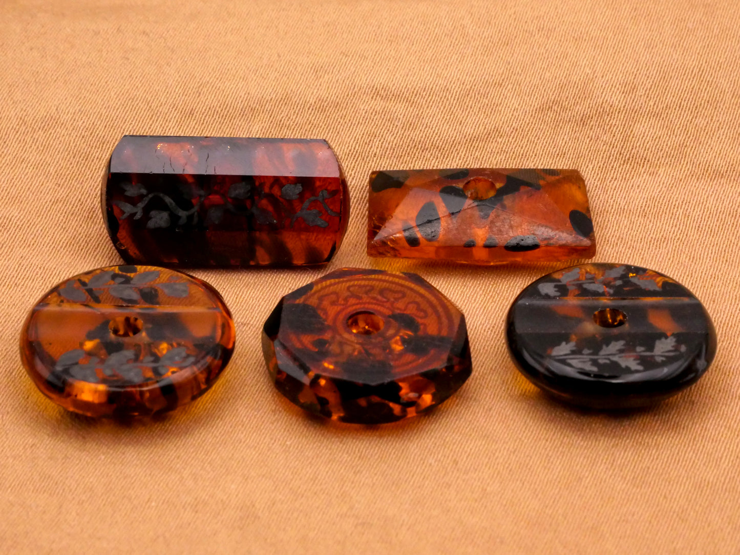 Tortoiseshell Look Antique Glass Button Various 11-20mm