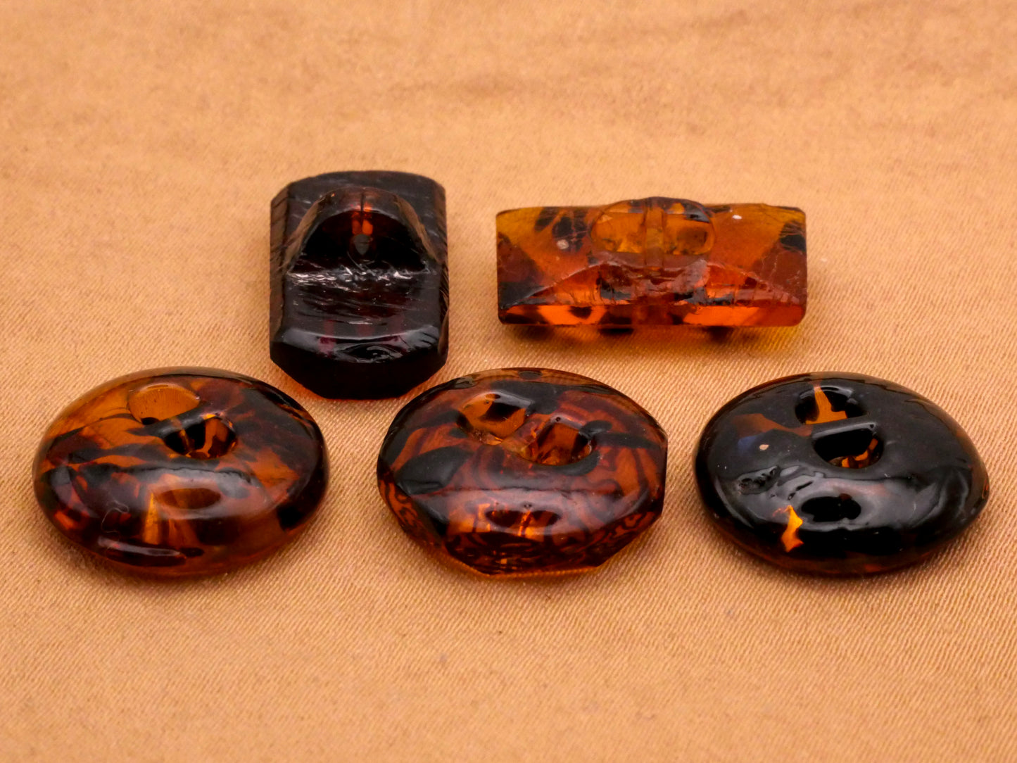 Tortoiseshell Look Antique Glass Button Various 11-20mm
