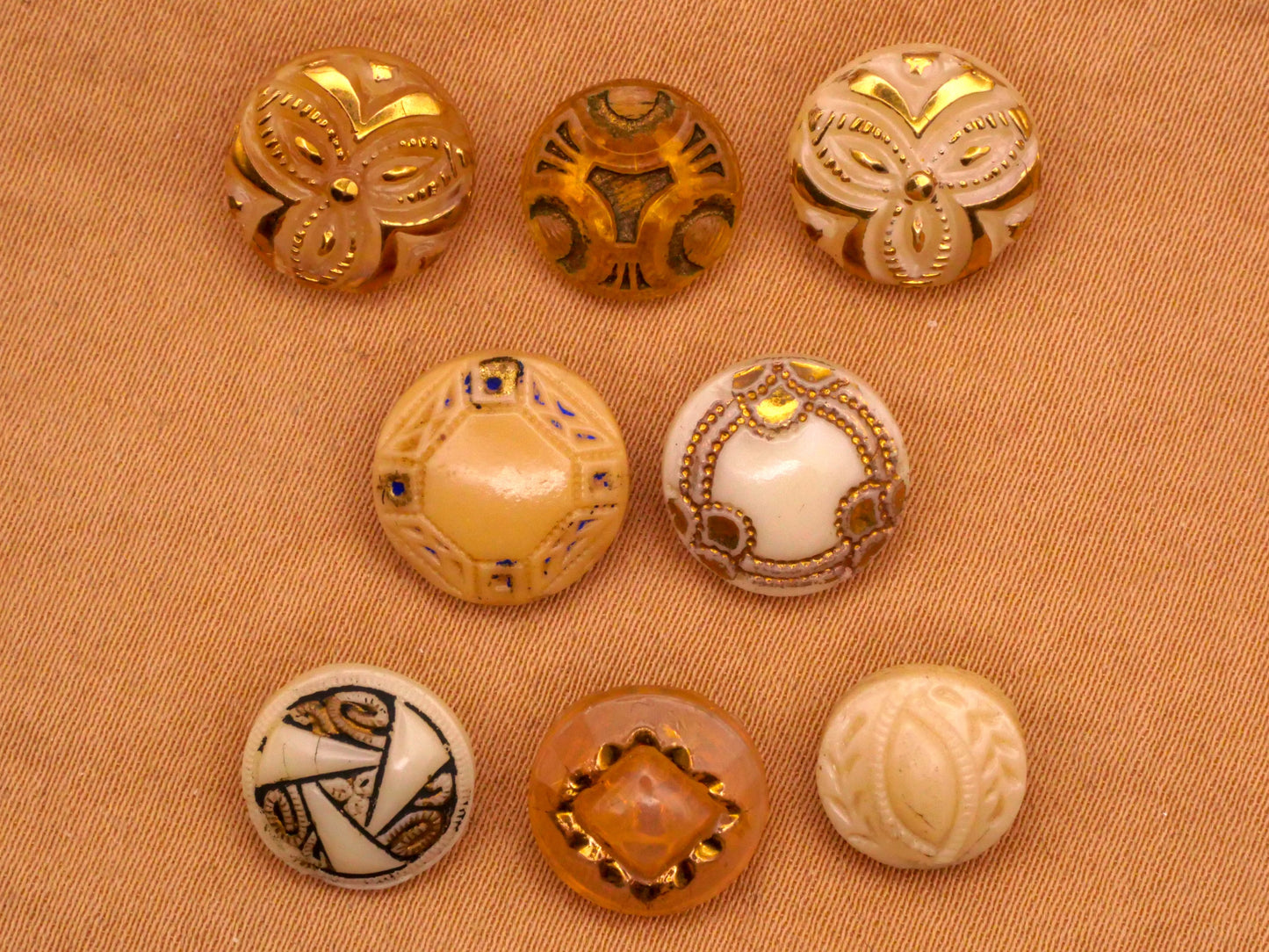 Tribal Look Vintage Tan Glass Button Various 9-11mm