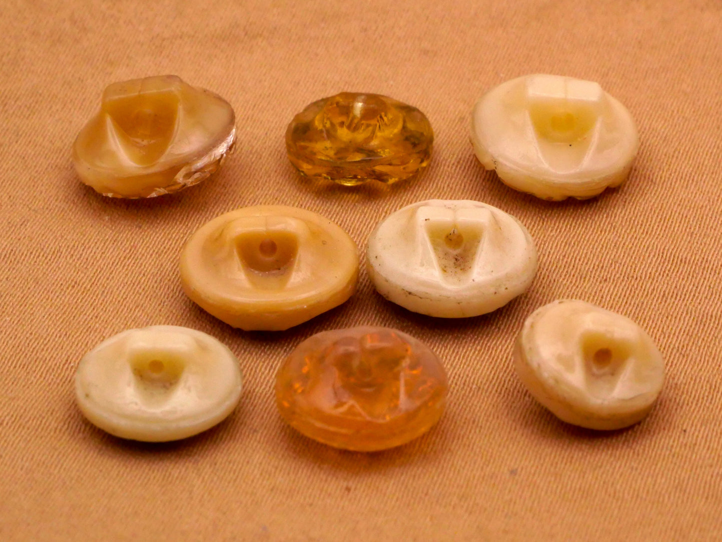 Tribal Look Vintage Tan Glass Button Various 9-11mm
