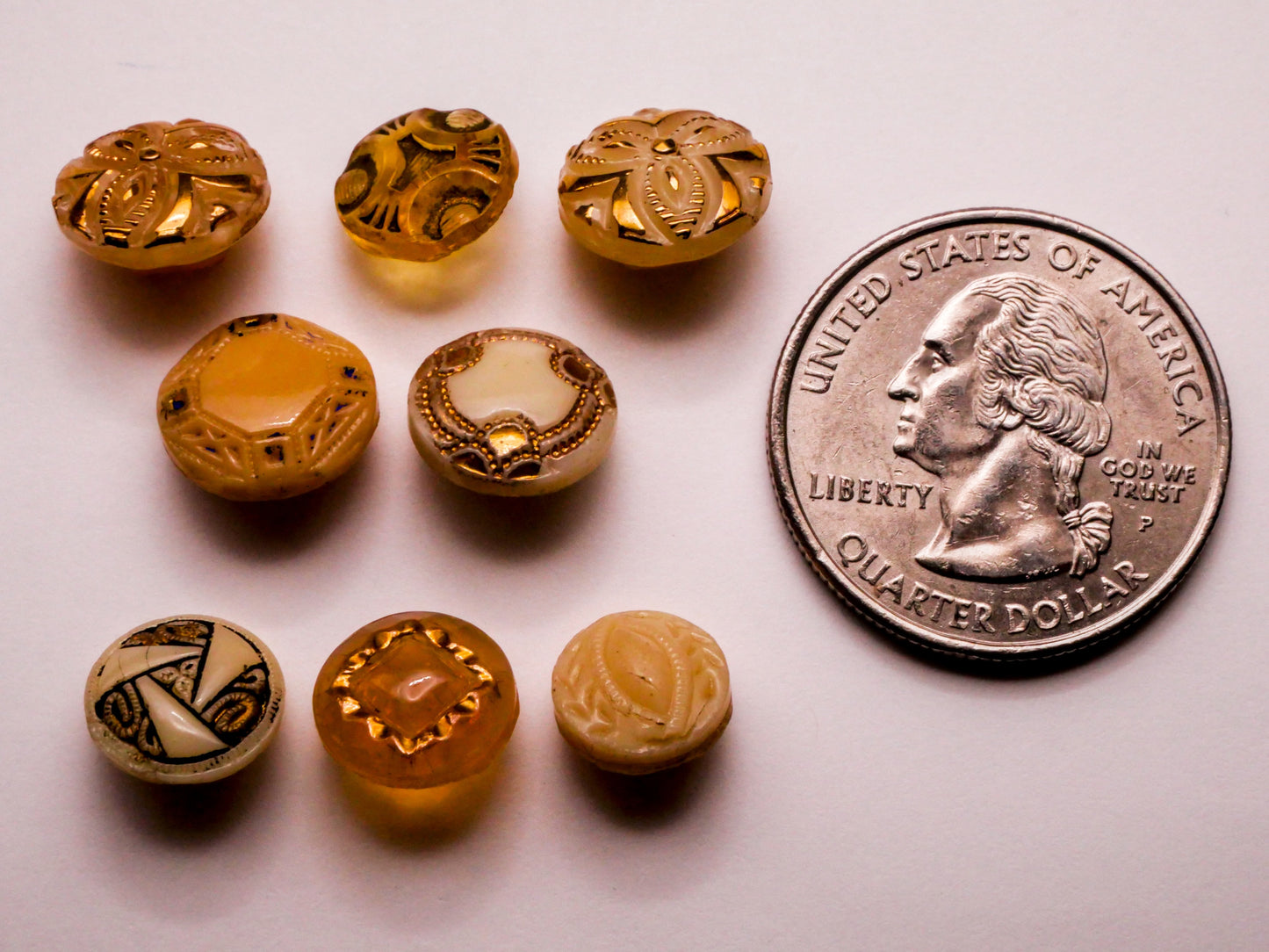 Tribal Look Vintage Tan Glass Button Various 9-11mm