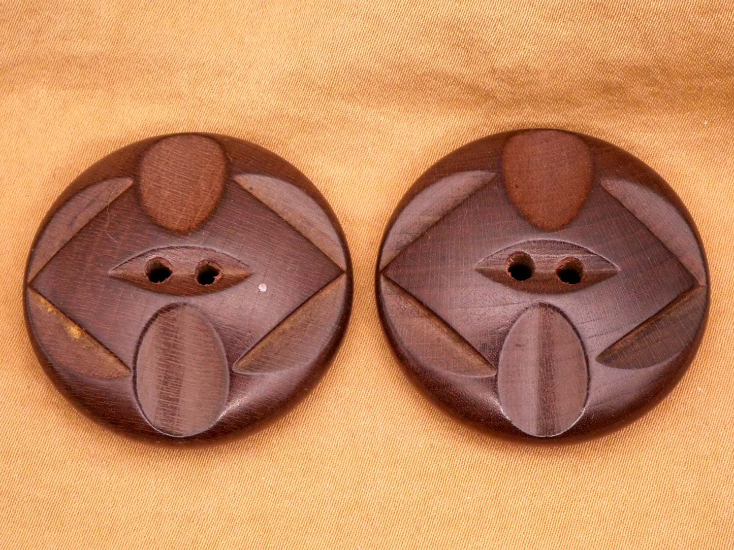 Tribal Look Carved Wood Large Button Various 36mm