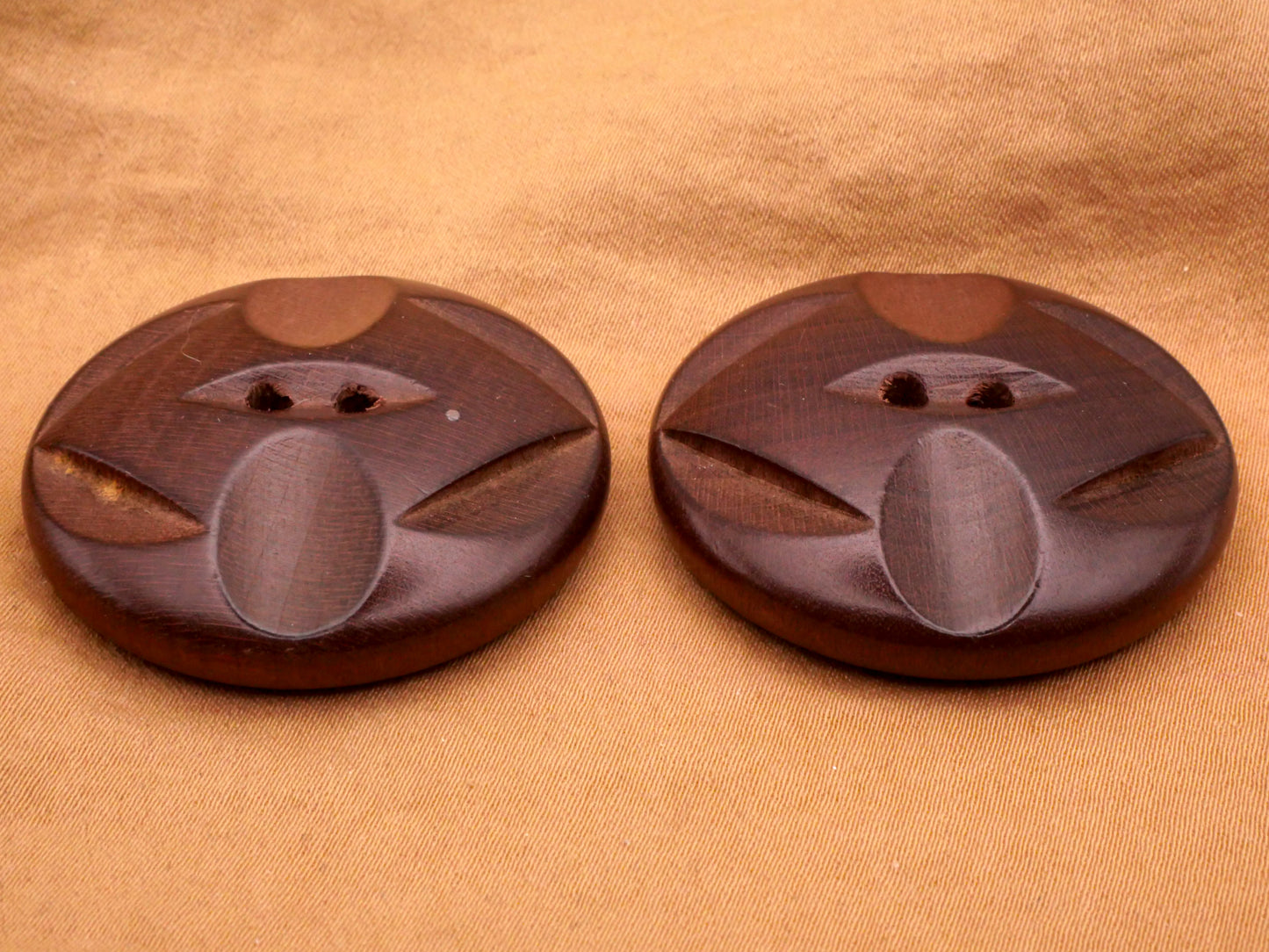 Tribal Look Carved Wood Large Button Various 36mm