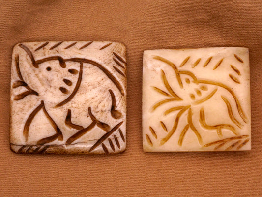 Elephant Carved Square Bone Button Various 30-34mm